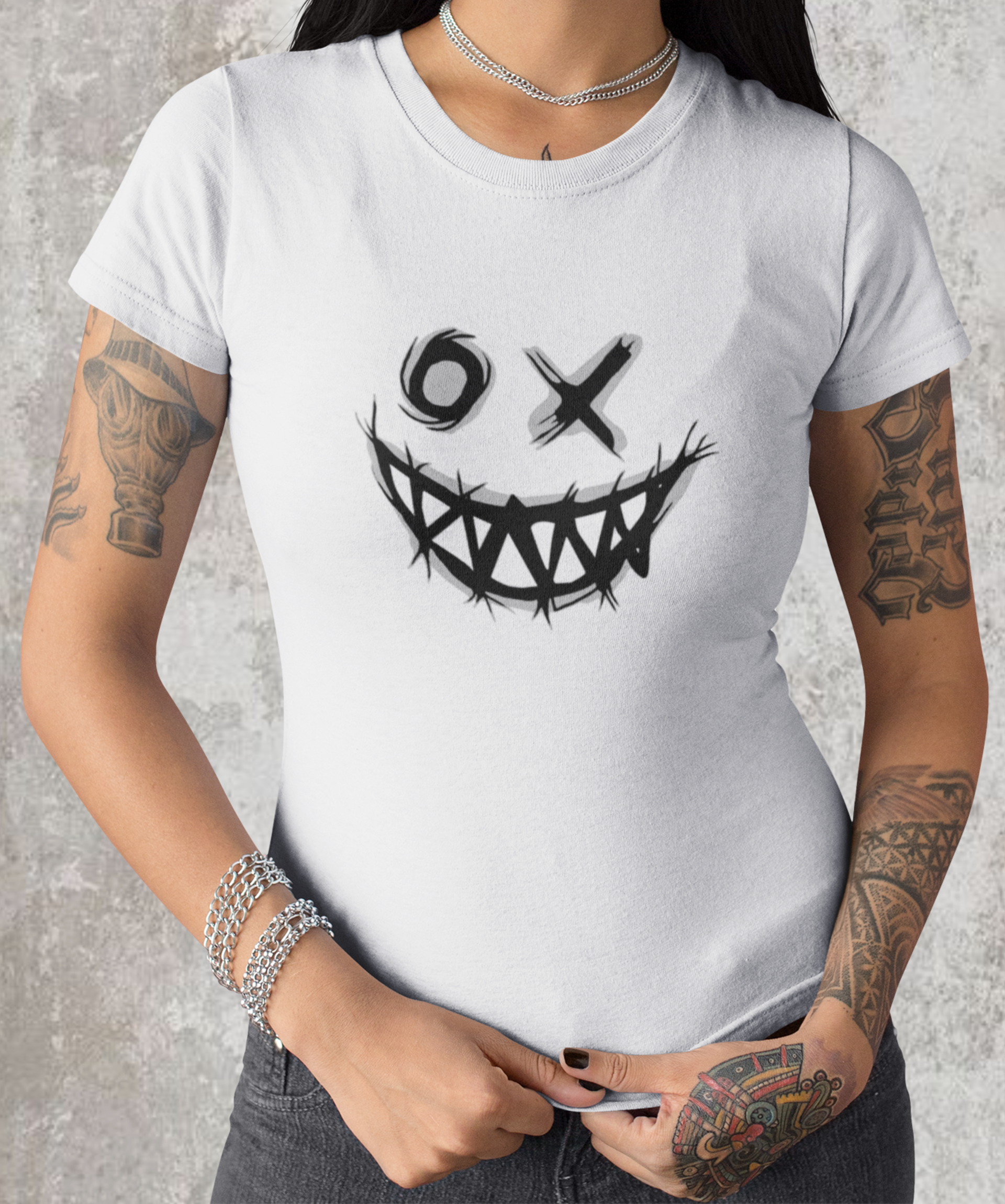 Camiseta baby long feminina sorriso grafite