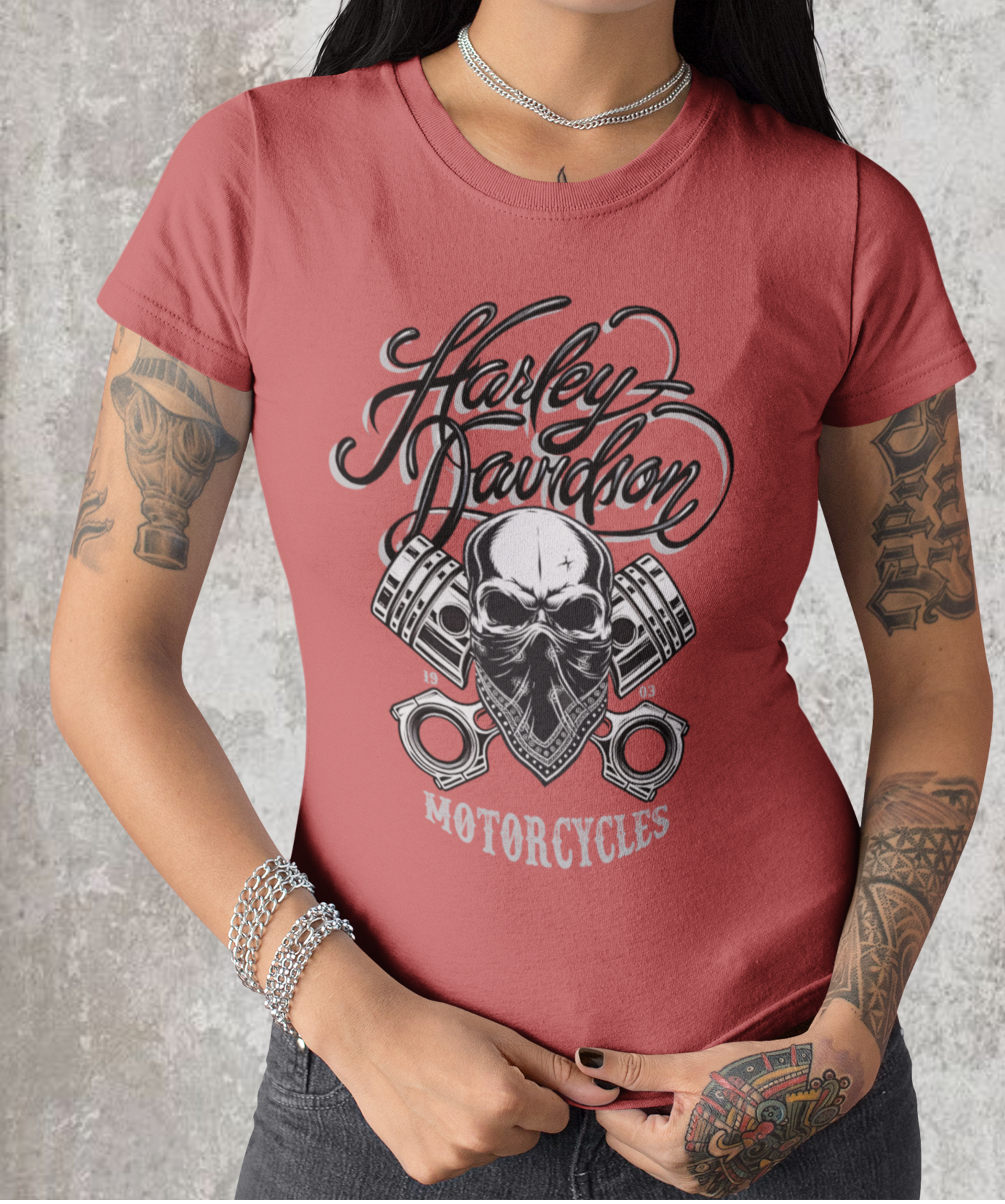 Camiseta baby long estonada Harley Davidson
