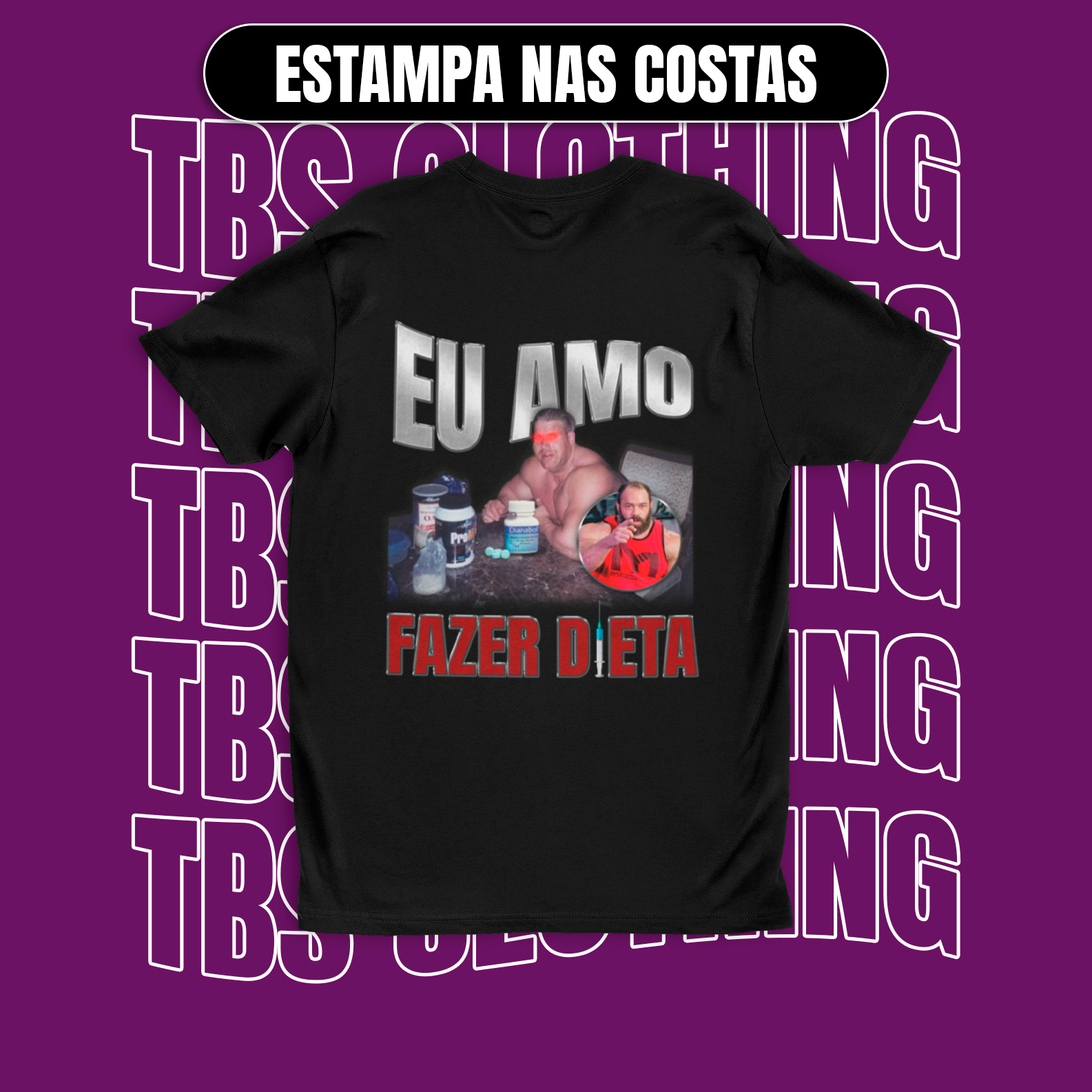 (Estampa nas costas) Eu amo fazer dieta