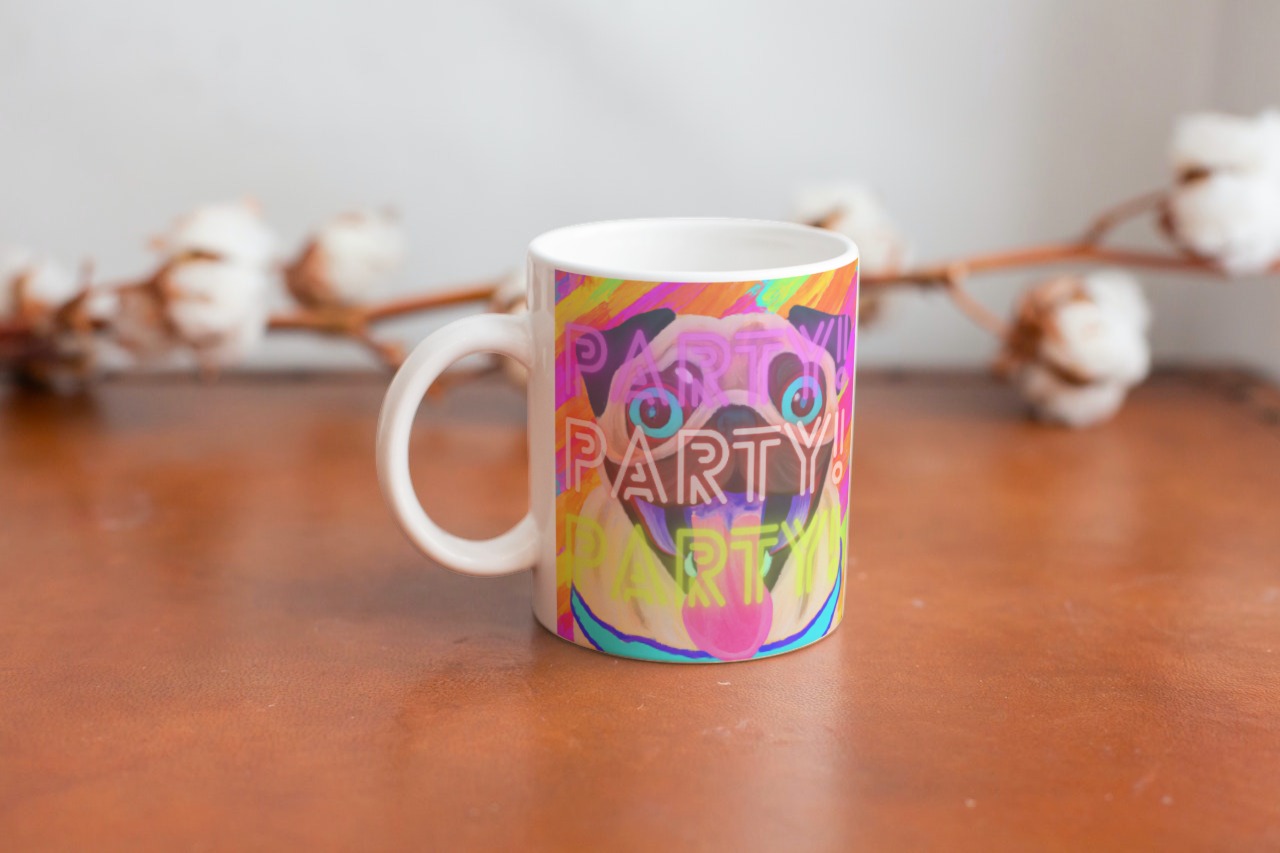 CANECA PUG COLORIDO