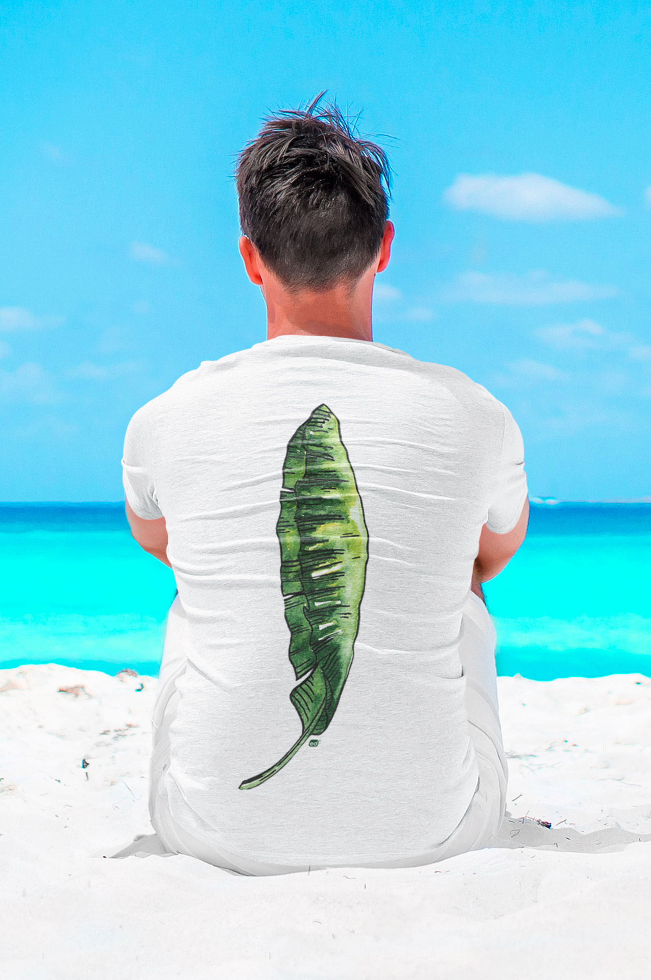 Camiseta Estampada Quality Branca Folha de Bananeira