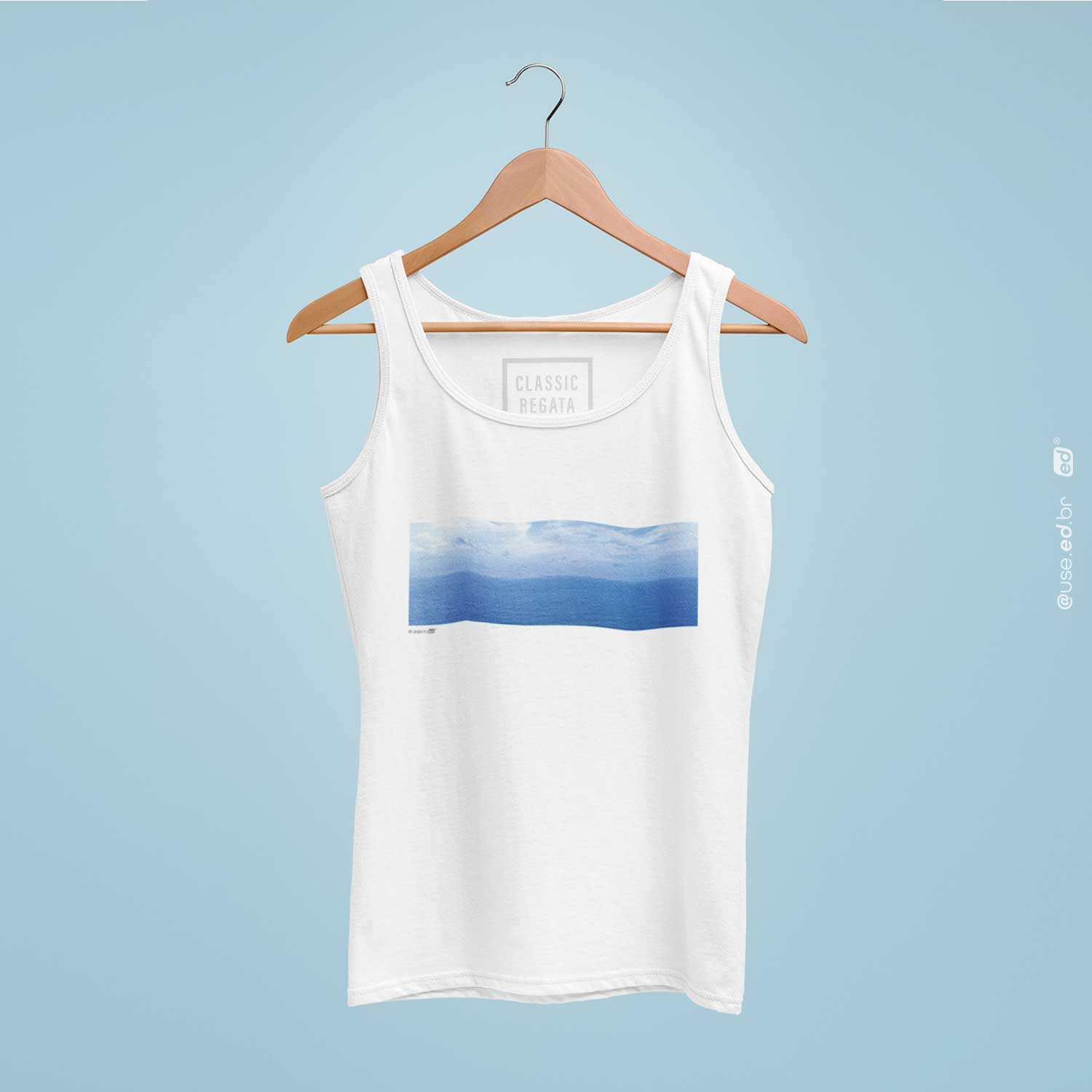 Camiseta Regata Estampa Meu Mar Classic Branca