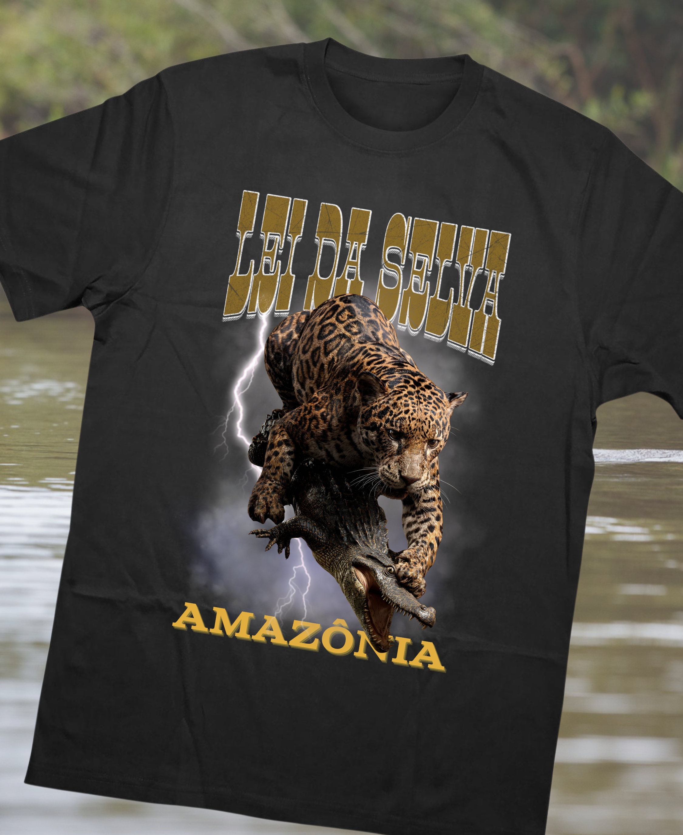Camiseta Quality Lei da Selva ( Onça e Jacaré )