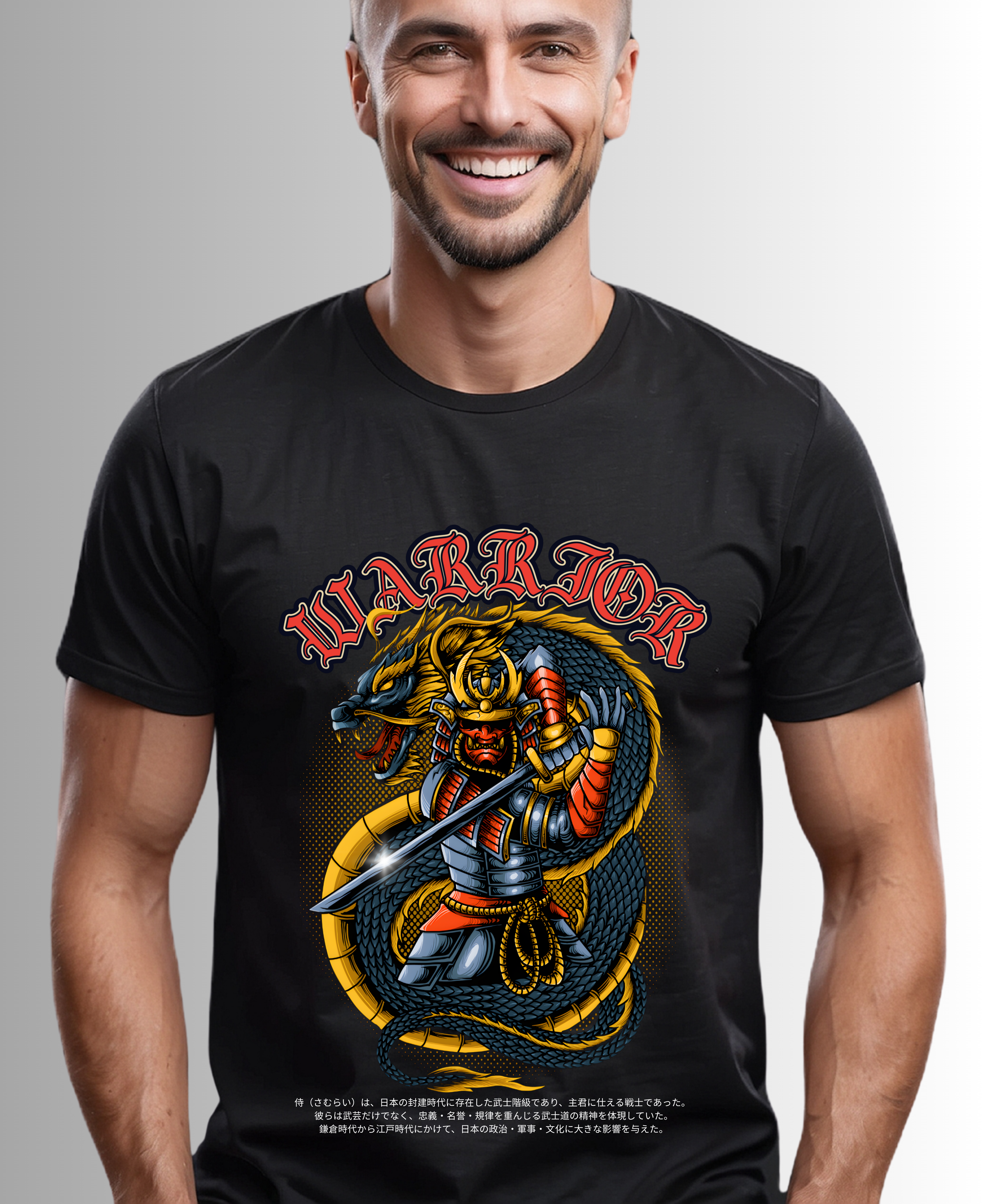Camiseta Classica Warrior Samurai Dragon