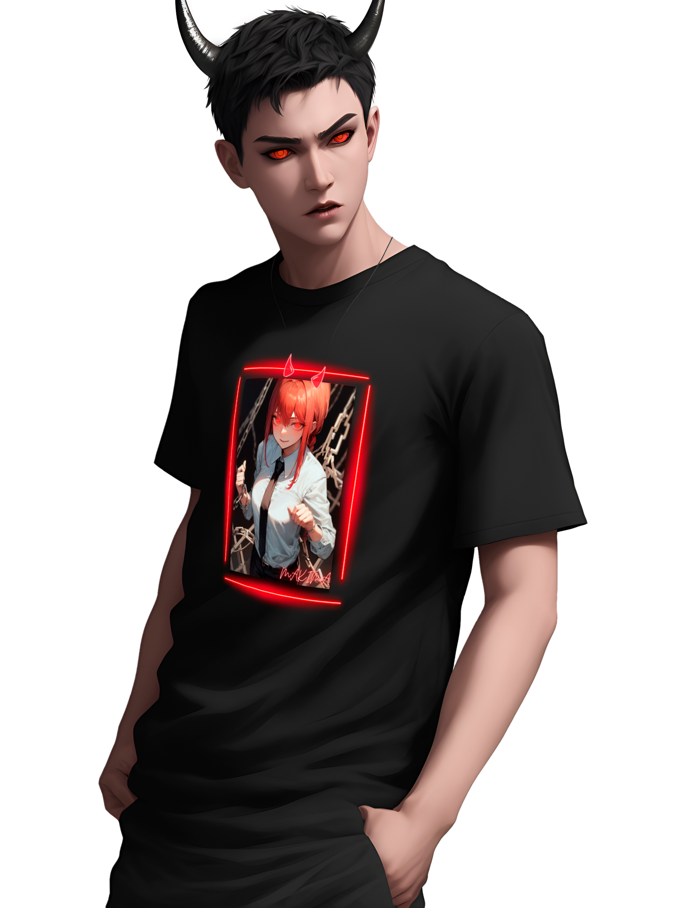 Camisa Masculina Chainsaw man Makima anime character Control Demon