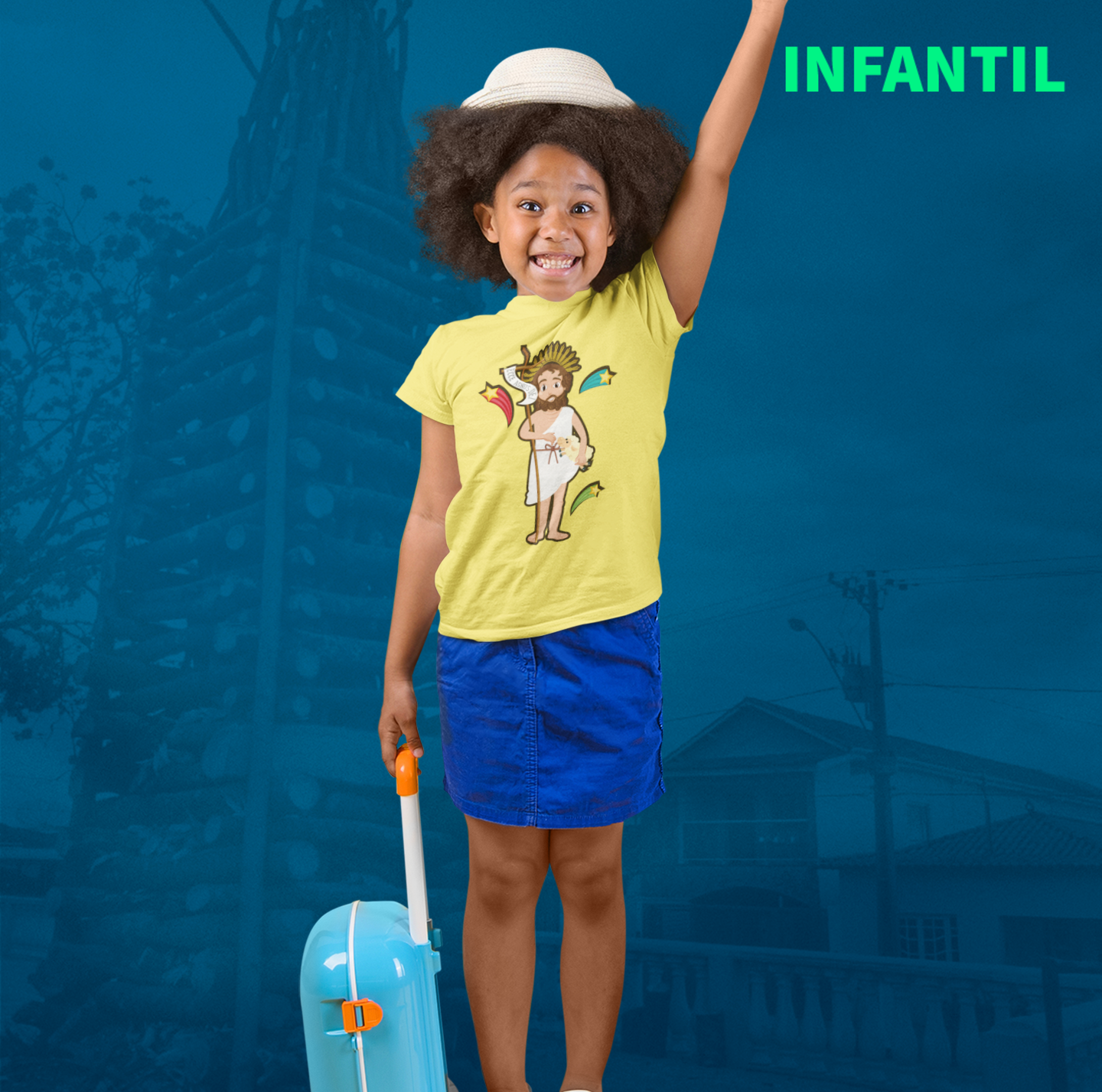 T-shirt infantil 10 a 14 anos - São Joãozinho e fogos