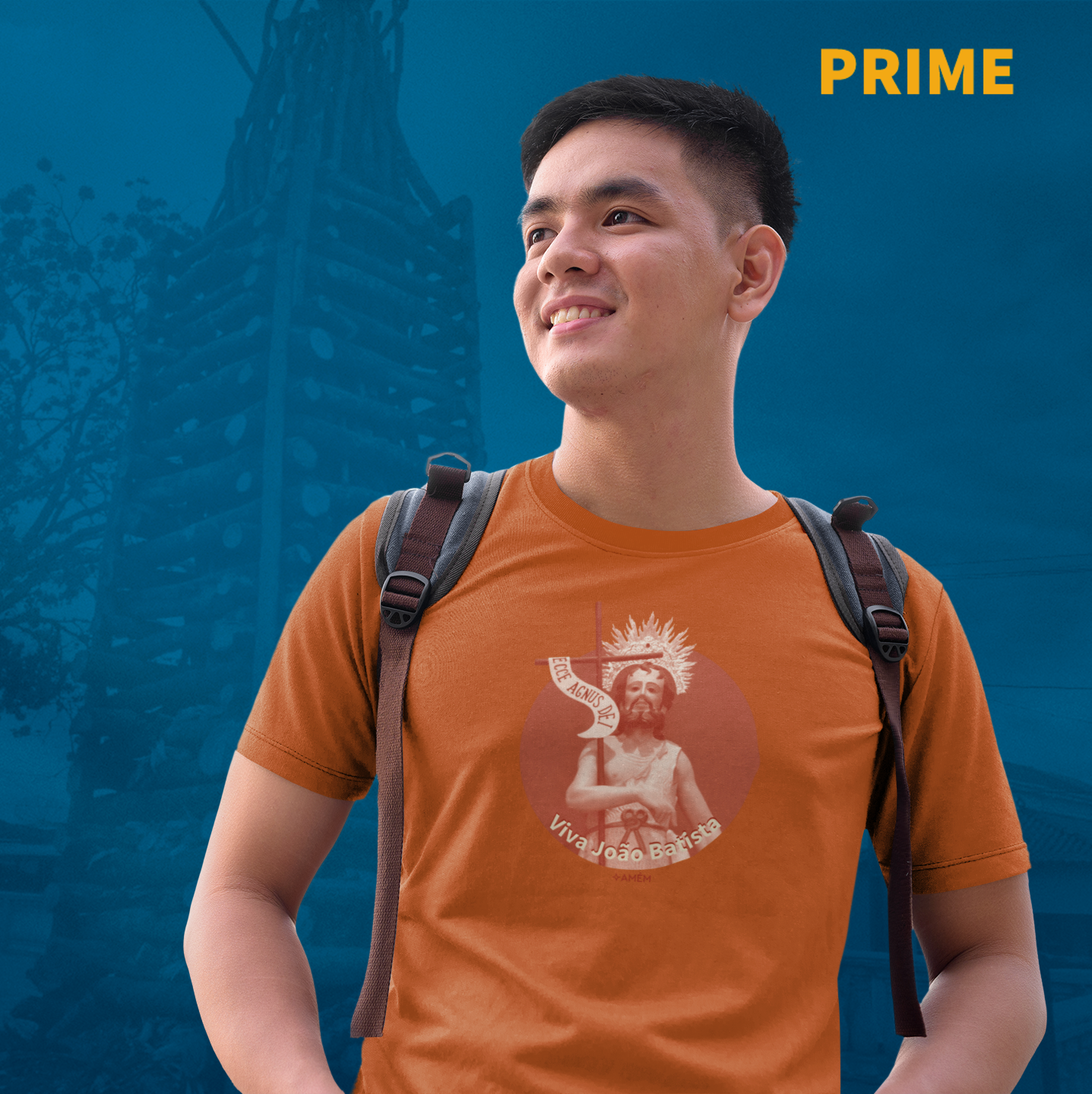 T-shirt PRIME - Viva João Batista - Morro Do Ferro - Laranja 