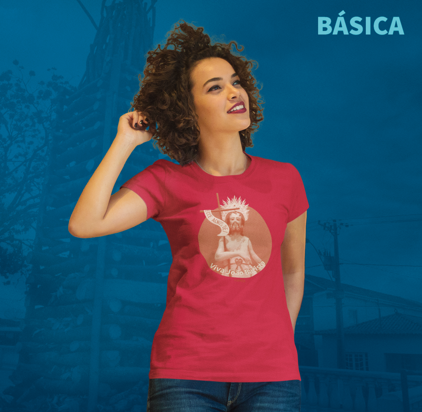 Baby Long Básica - Viva João Batista - Morro Do Ferro - Laranja 