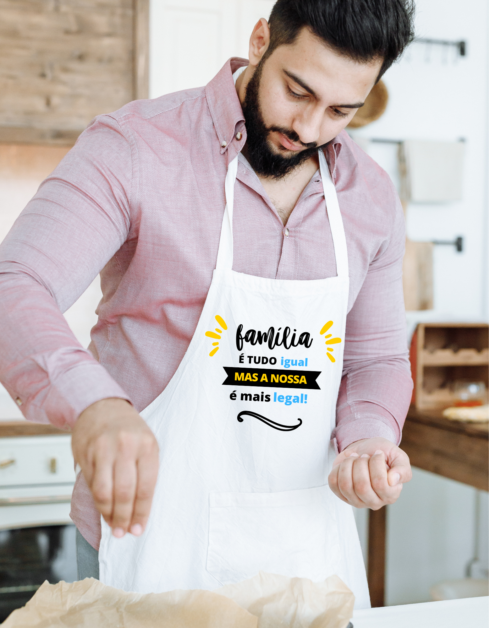 Avental/Família e tudo igual/ Cor Branco