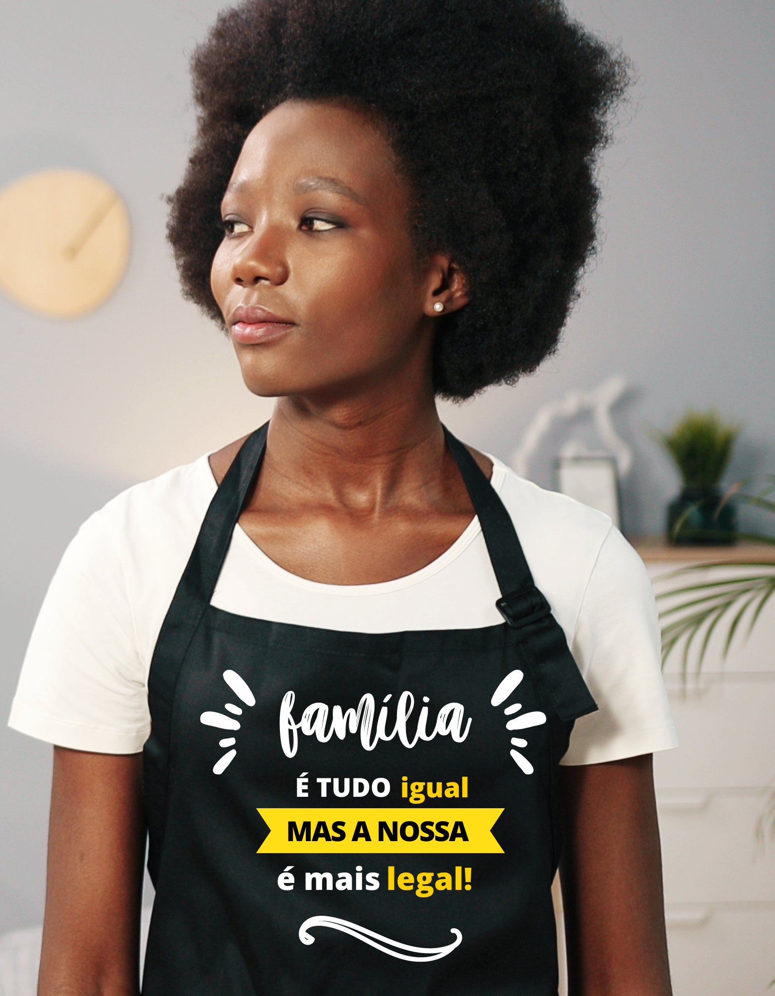 Avental/família é tudo igual/ cor preto