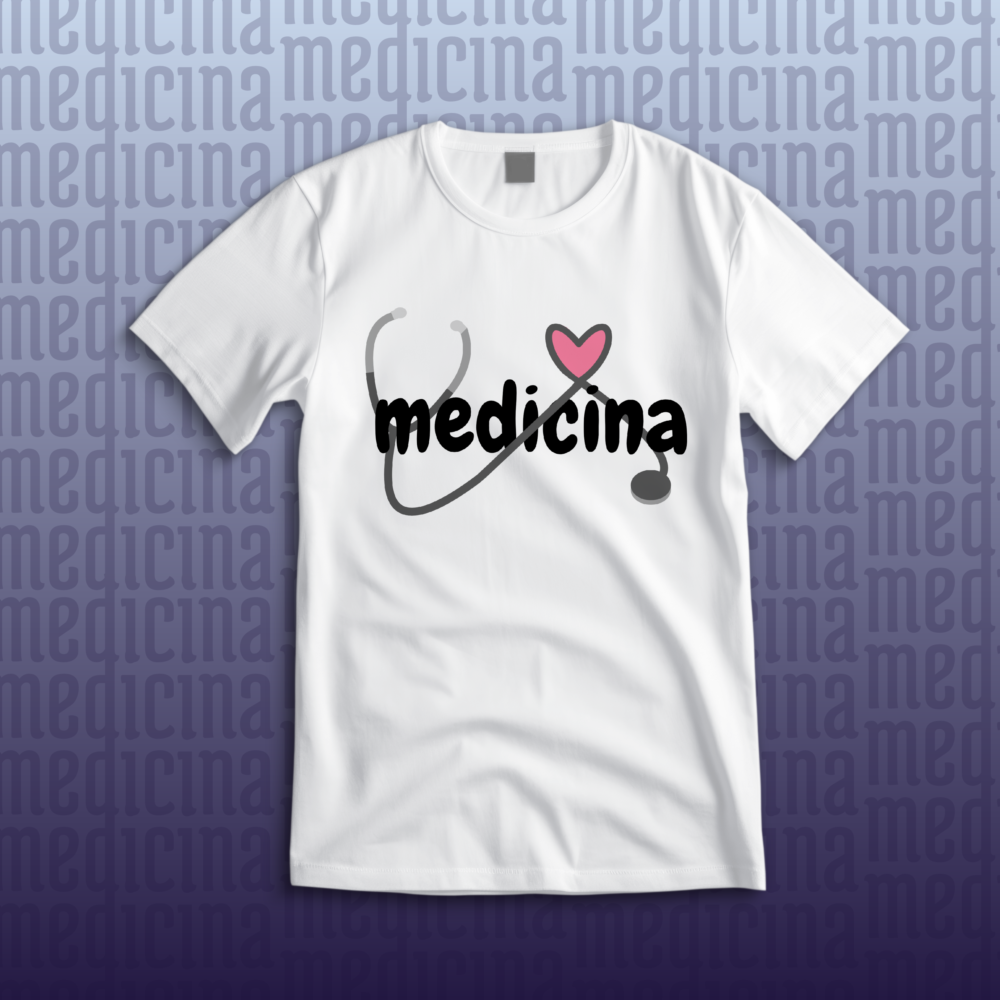Camiseta [medicina] {cores diversas} - frente - estetoscópio coração