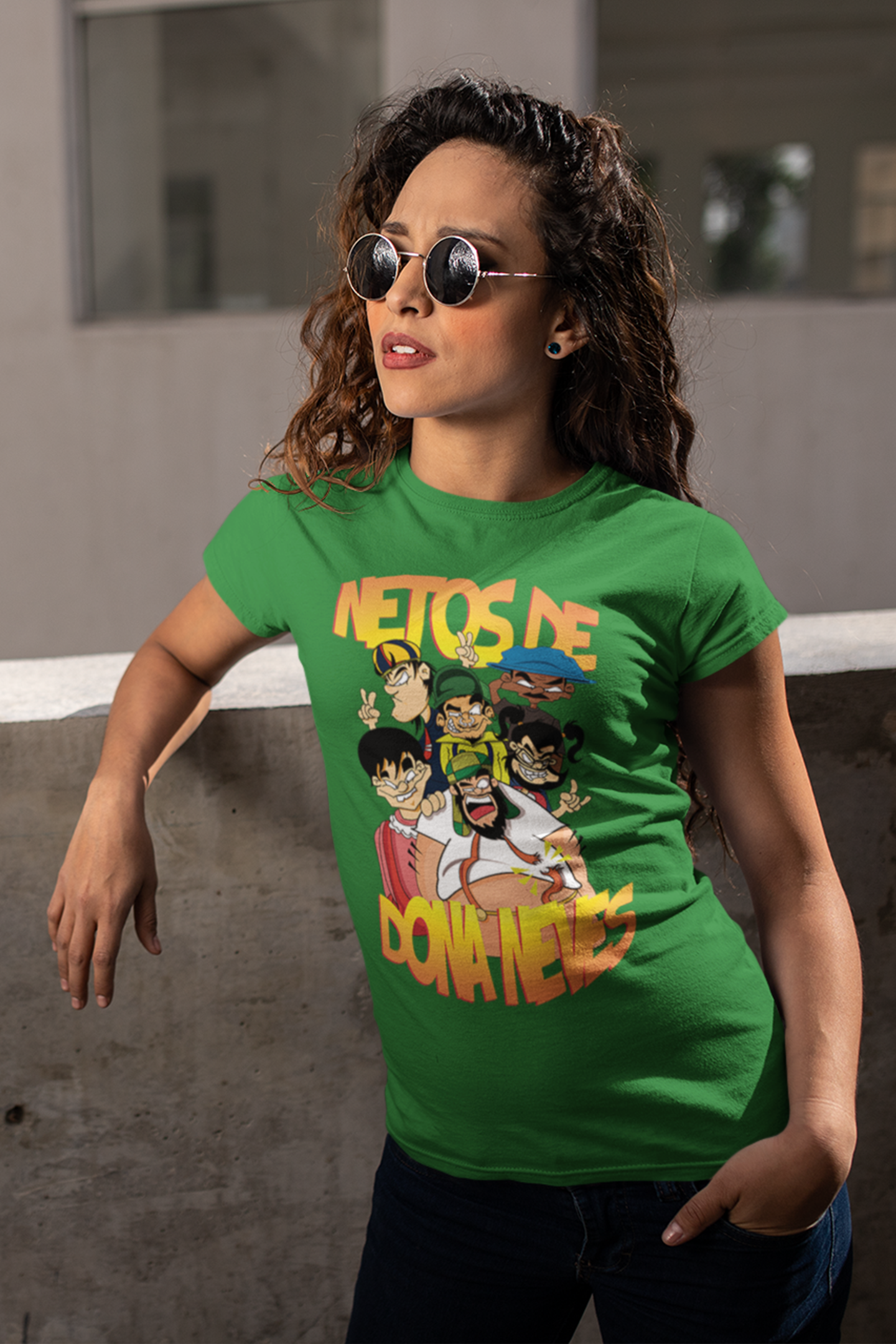Netos Caricatura Camisa Baby Long (Verde)