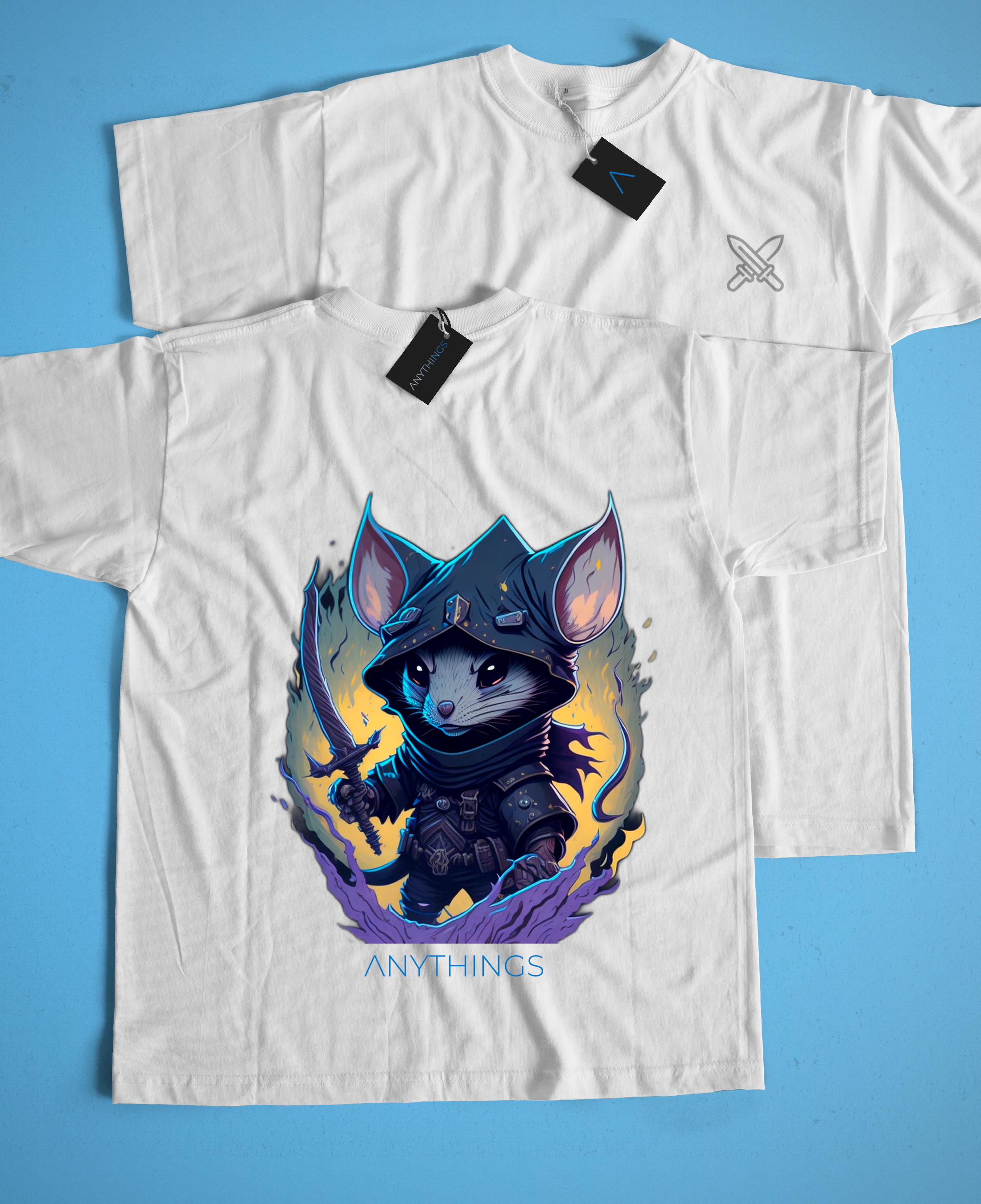 Camiseta Branca- Camiseta Rato Espadachim