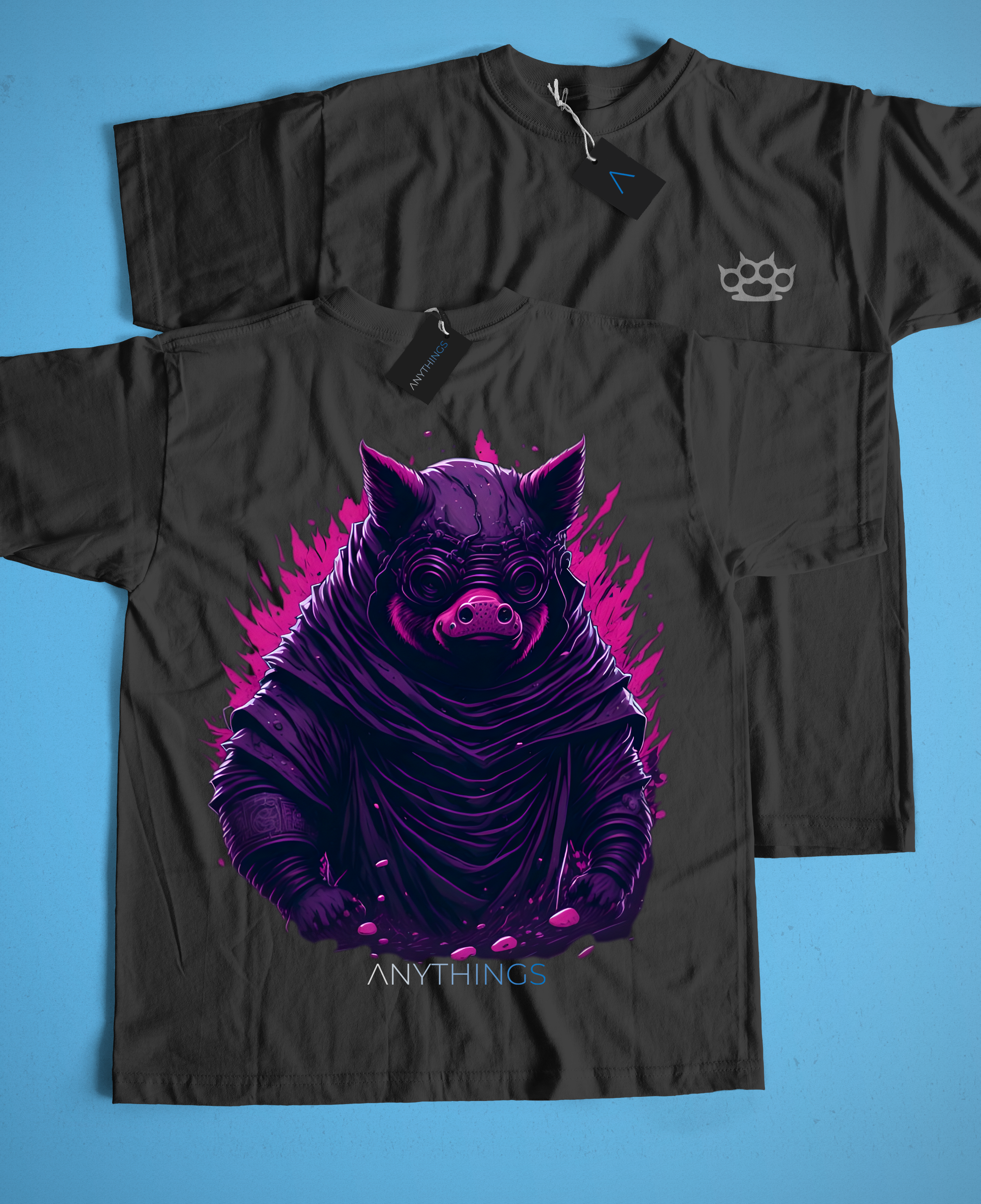 Camiseta Preta - Porco Gangster