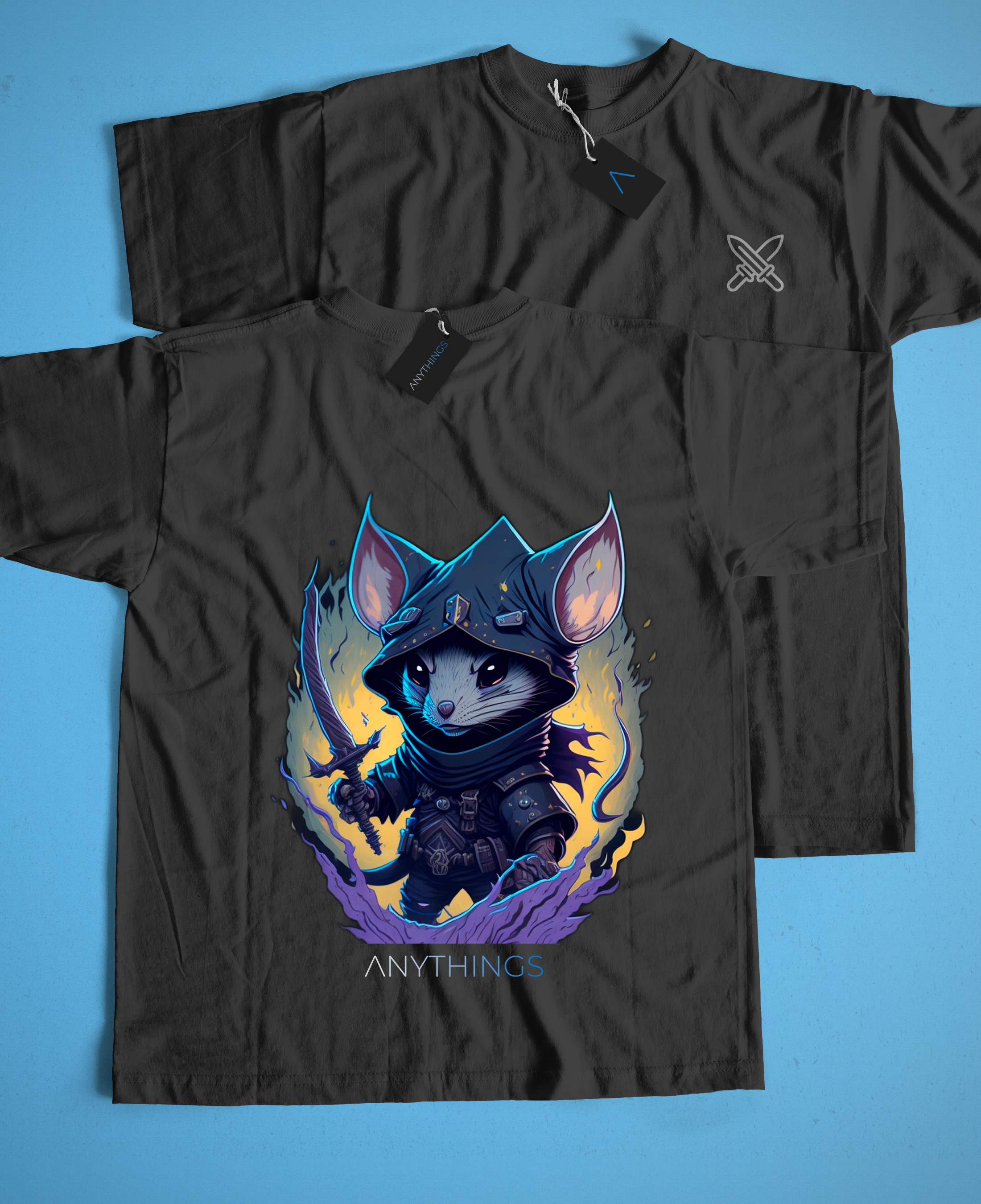 Camiseta Preta - Camiseta Rato Espadachim