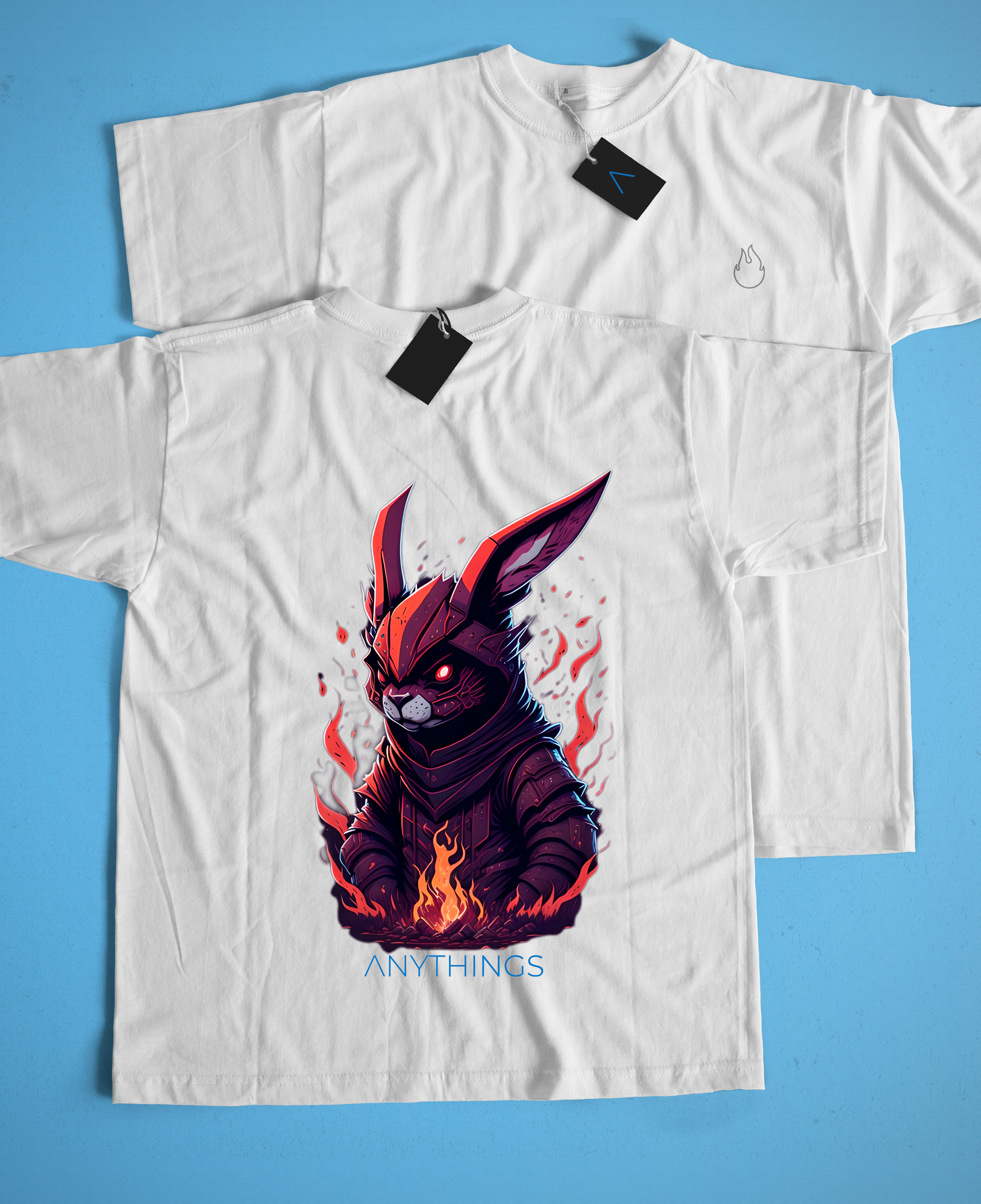 Camiseta Branca - Coelho Flamejante