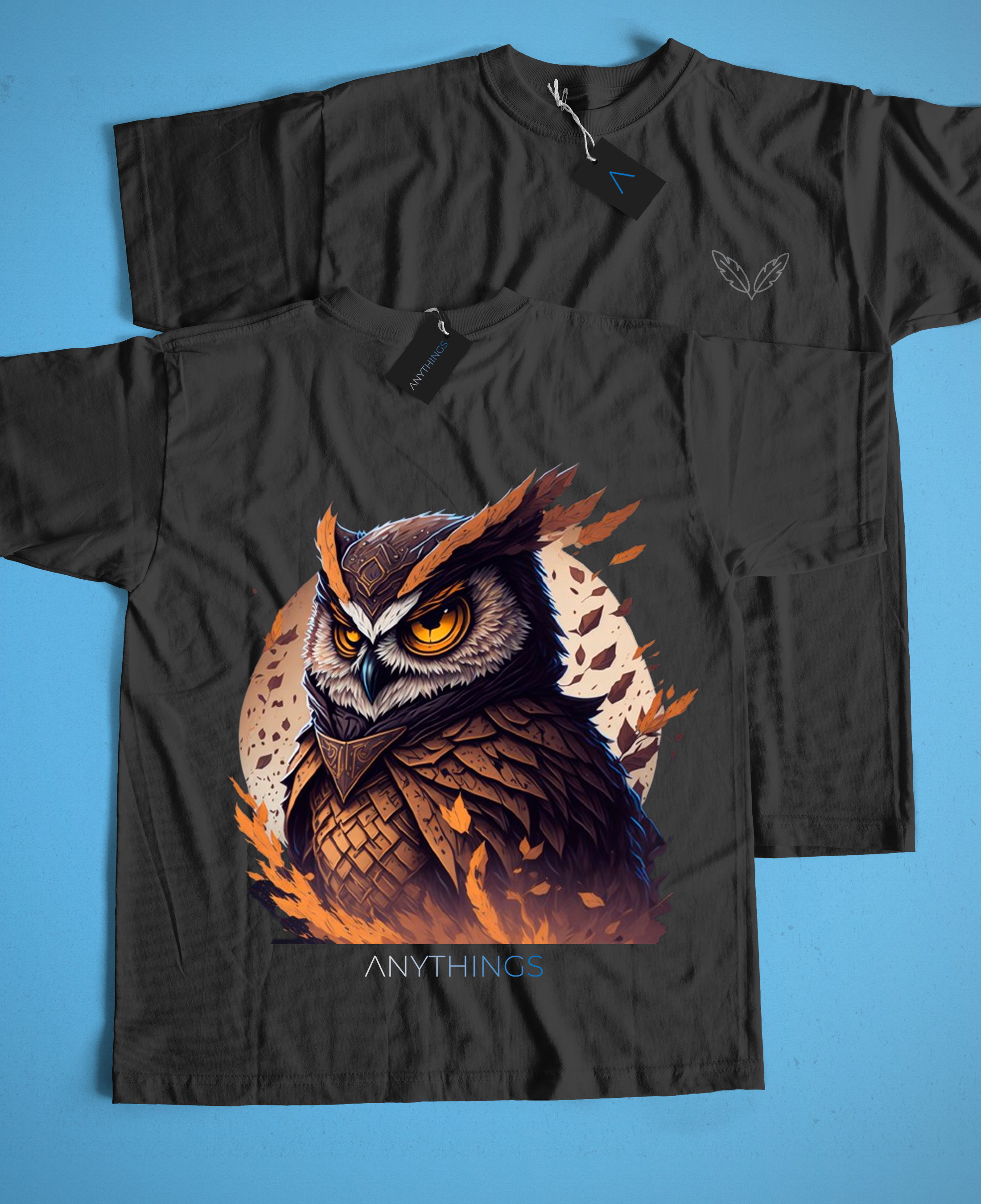  Camiseta Preta - Coruja da Sabedoria