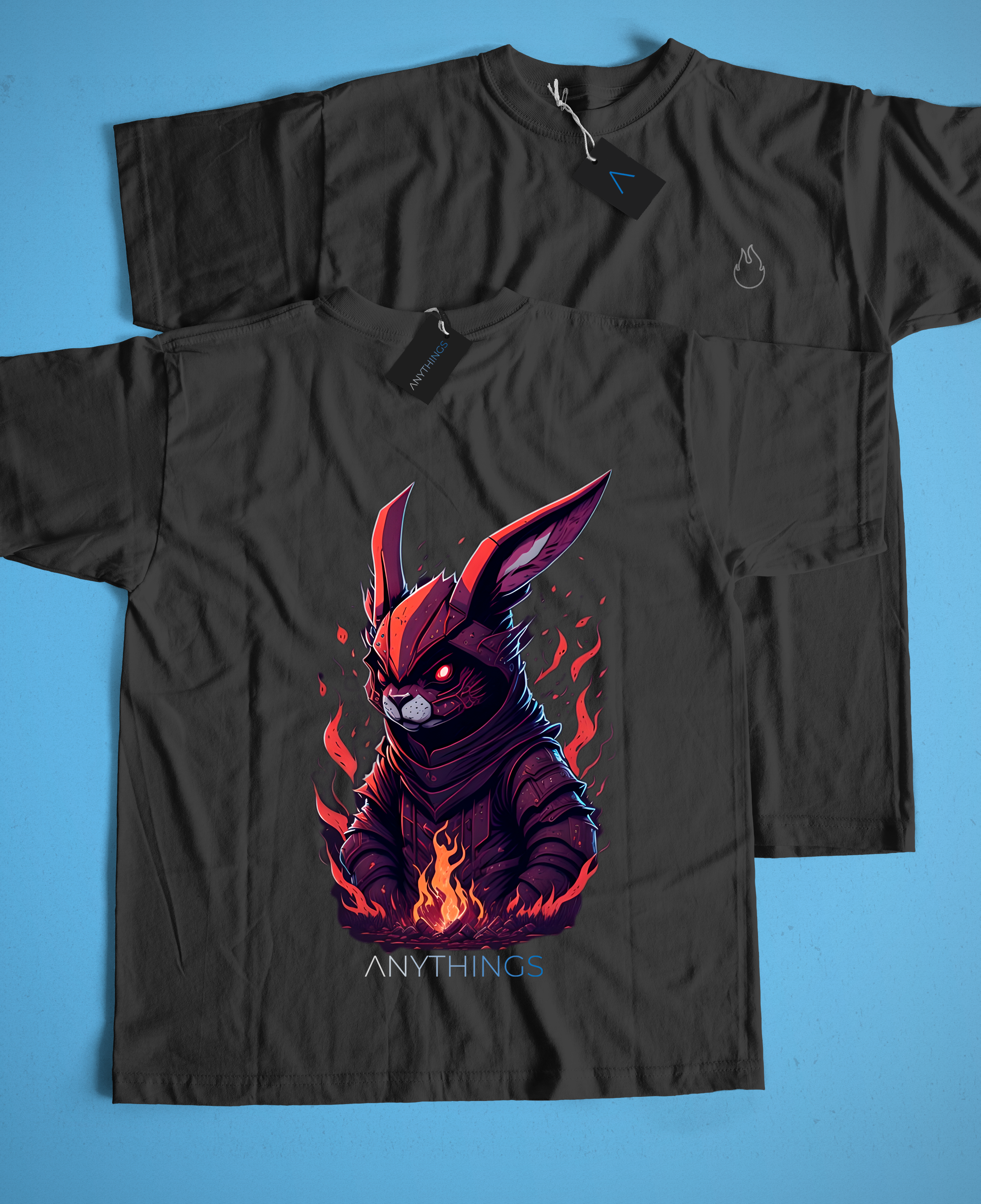 Camiseta Preta - Coelho Flamejante