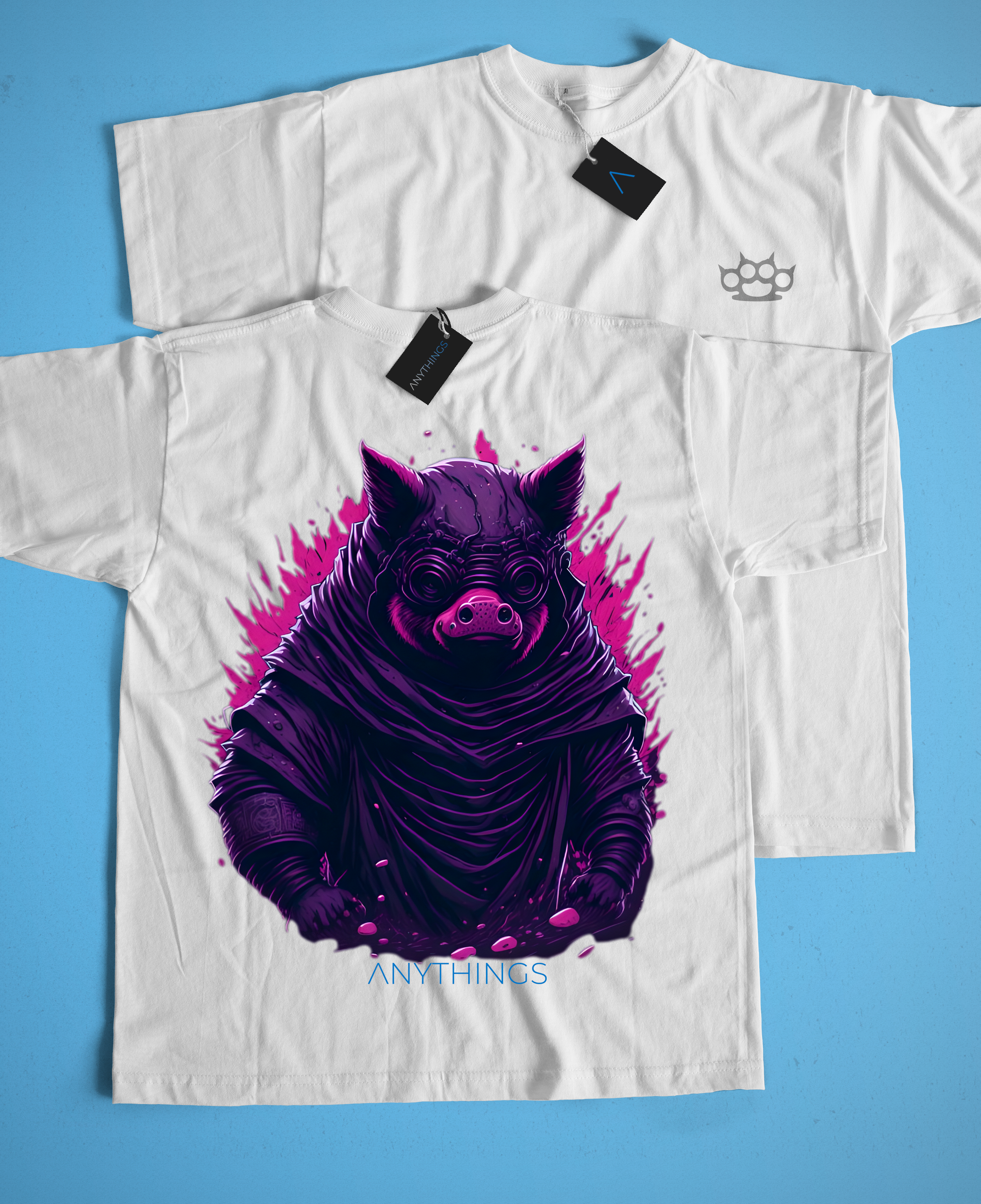 Camiseta Branca - Porco Gangster