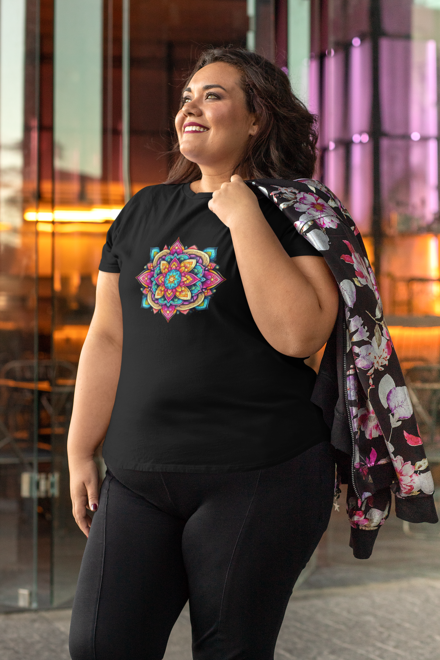 Camiseta Mandala Cores Plus Size