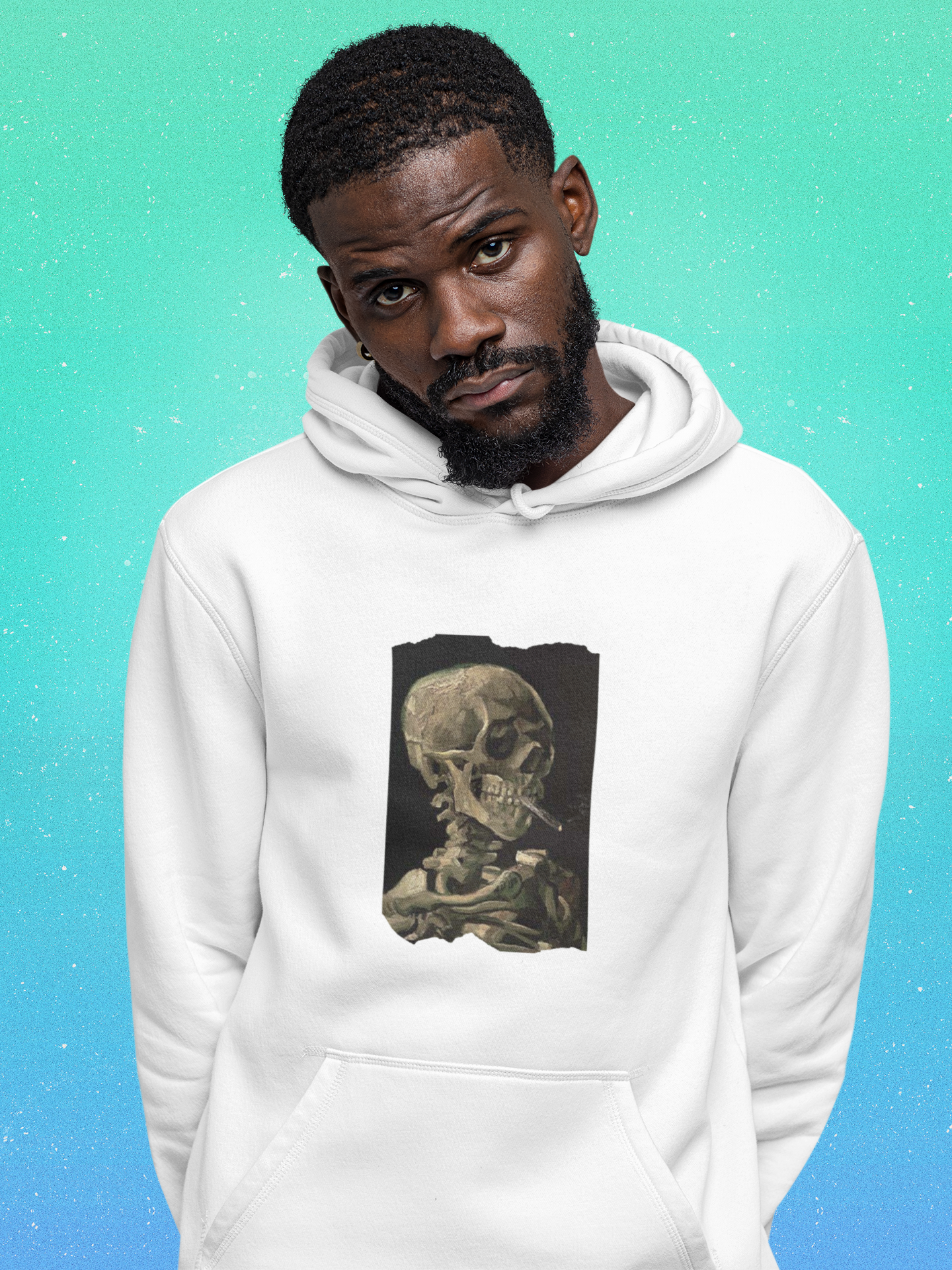 Moletom Canguru - Arte Skull of a Skeleton with Burning Cigarette de Van Gogh