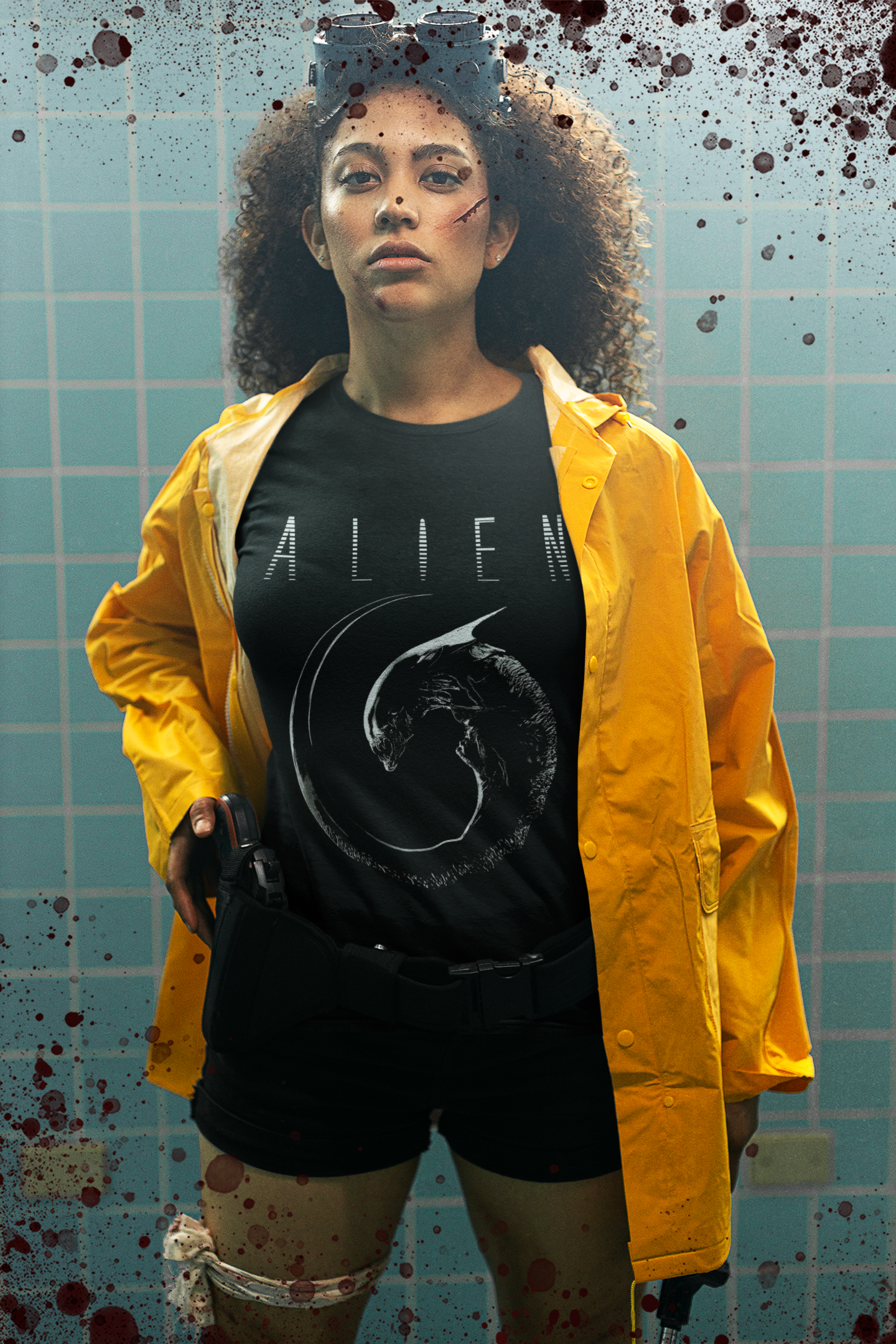  Alien Baby Long Preto e Branco