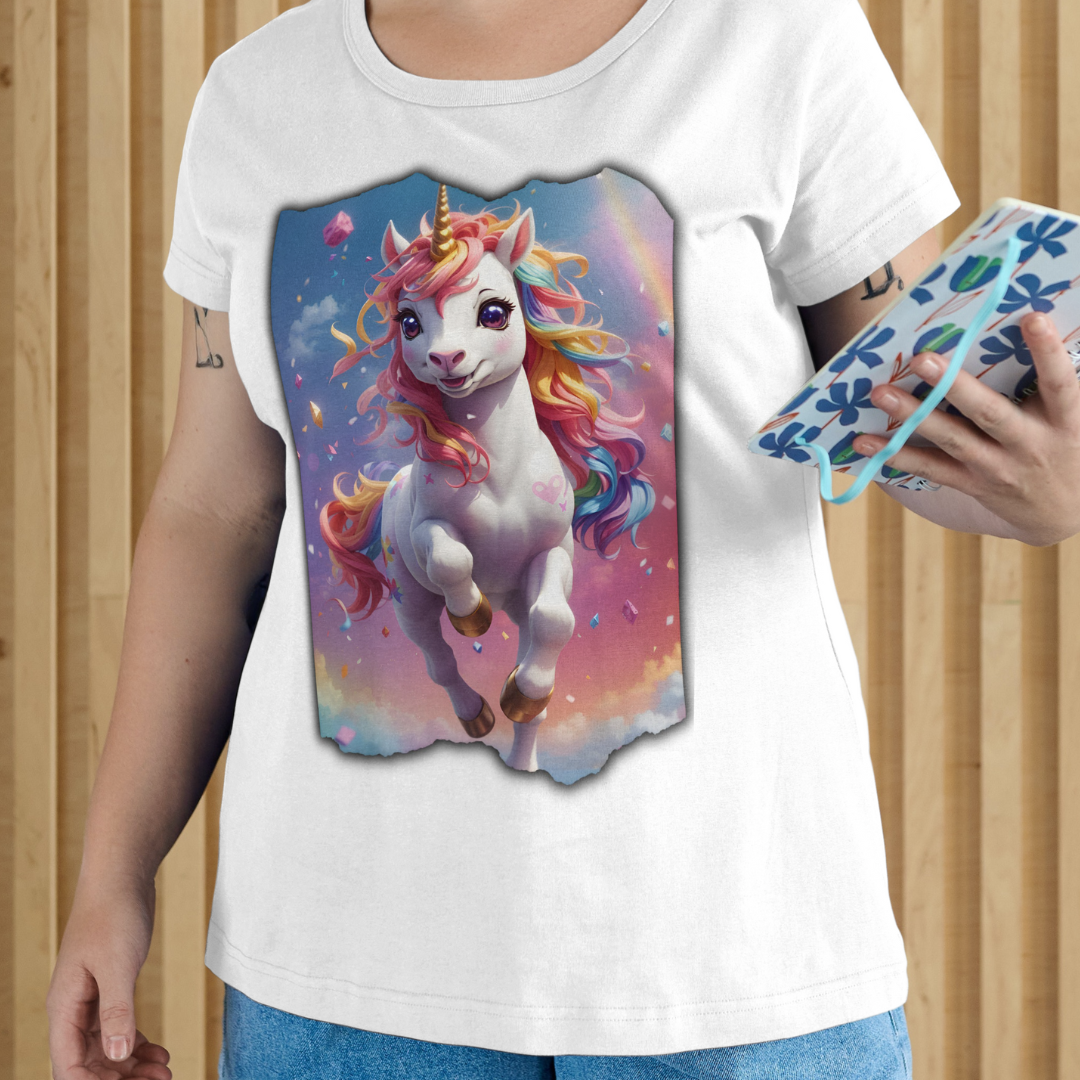 Unicórnio Fofinho Saltitante - Camiseta