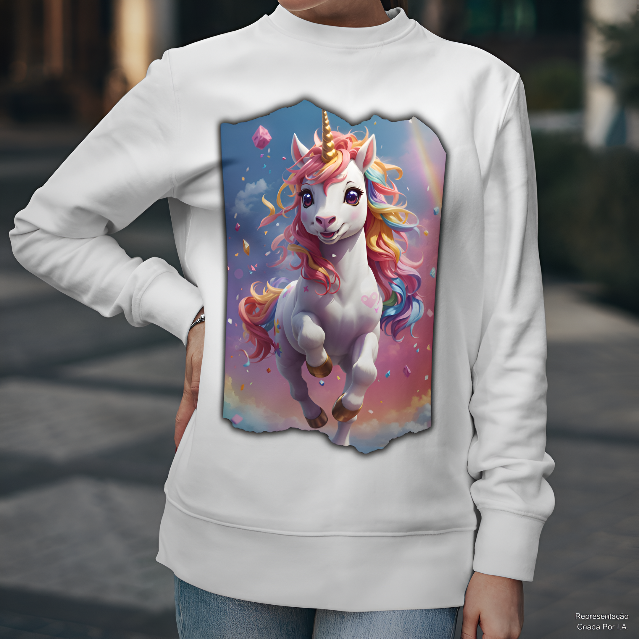 Unicórnio Fofinho Saltitante - Moletom
