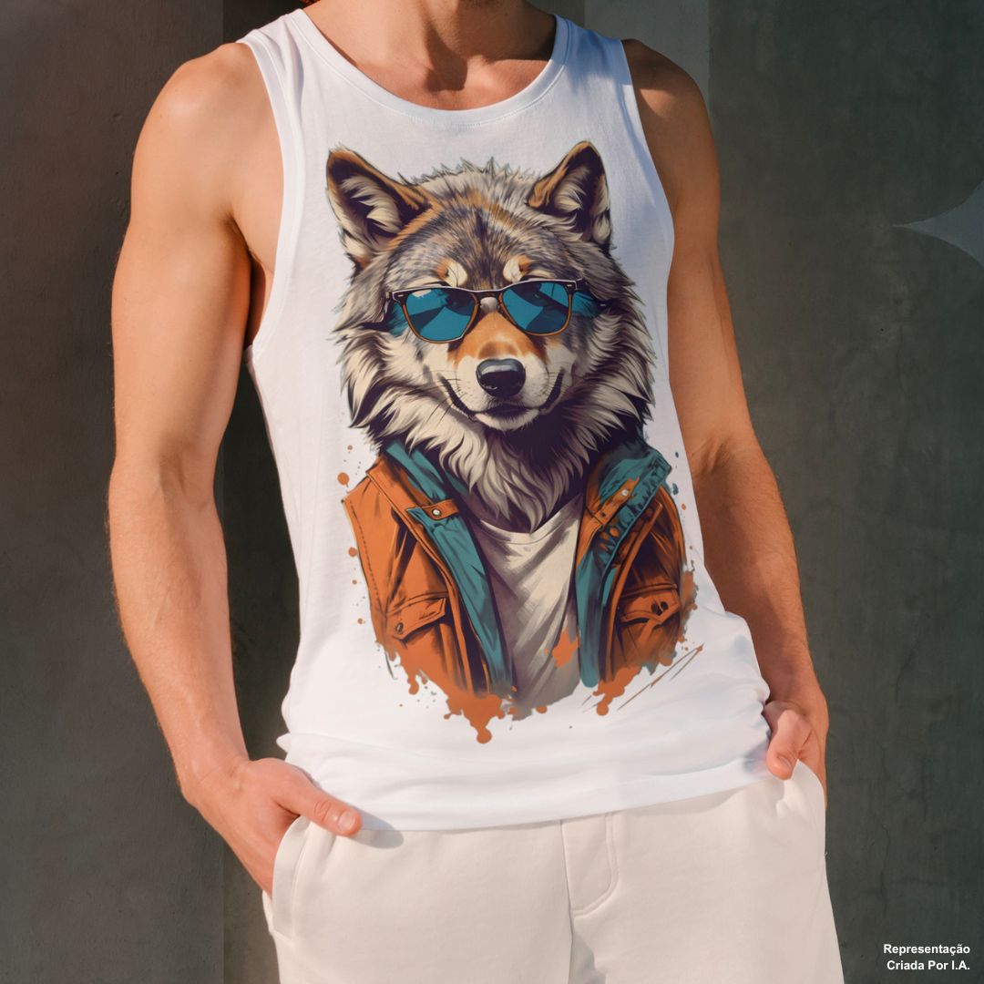 Lobo De Óculos Escuro - Camiseta Regata