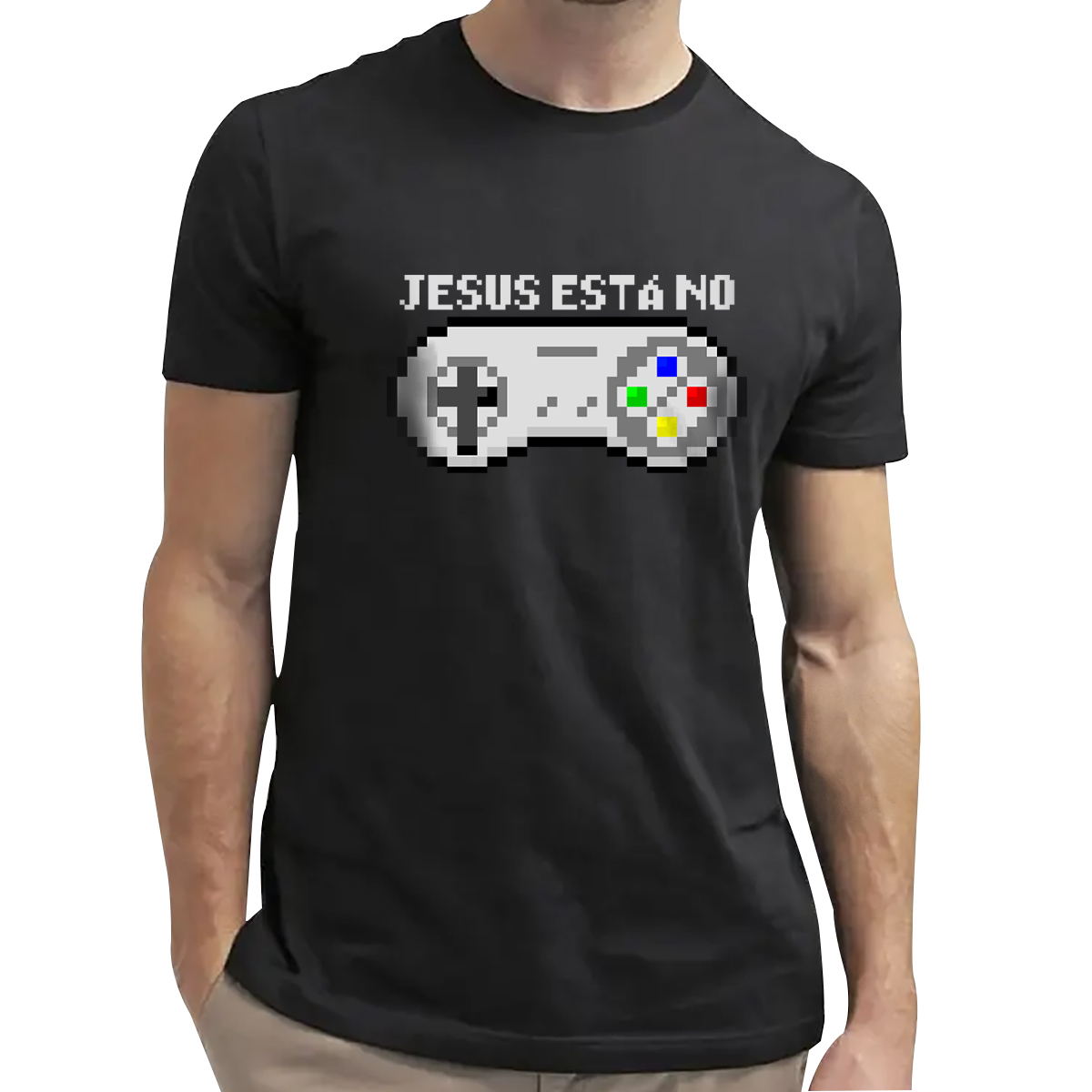 Camisa Jesus está no controle - Arte 8 bits