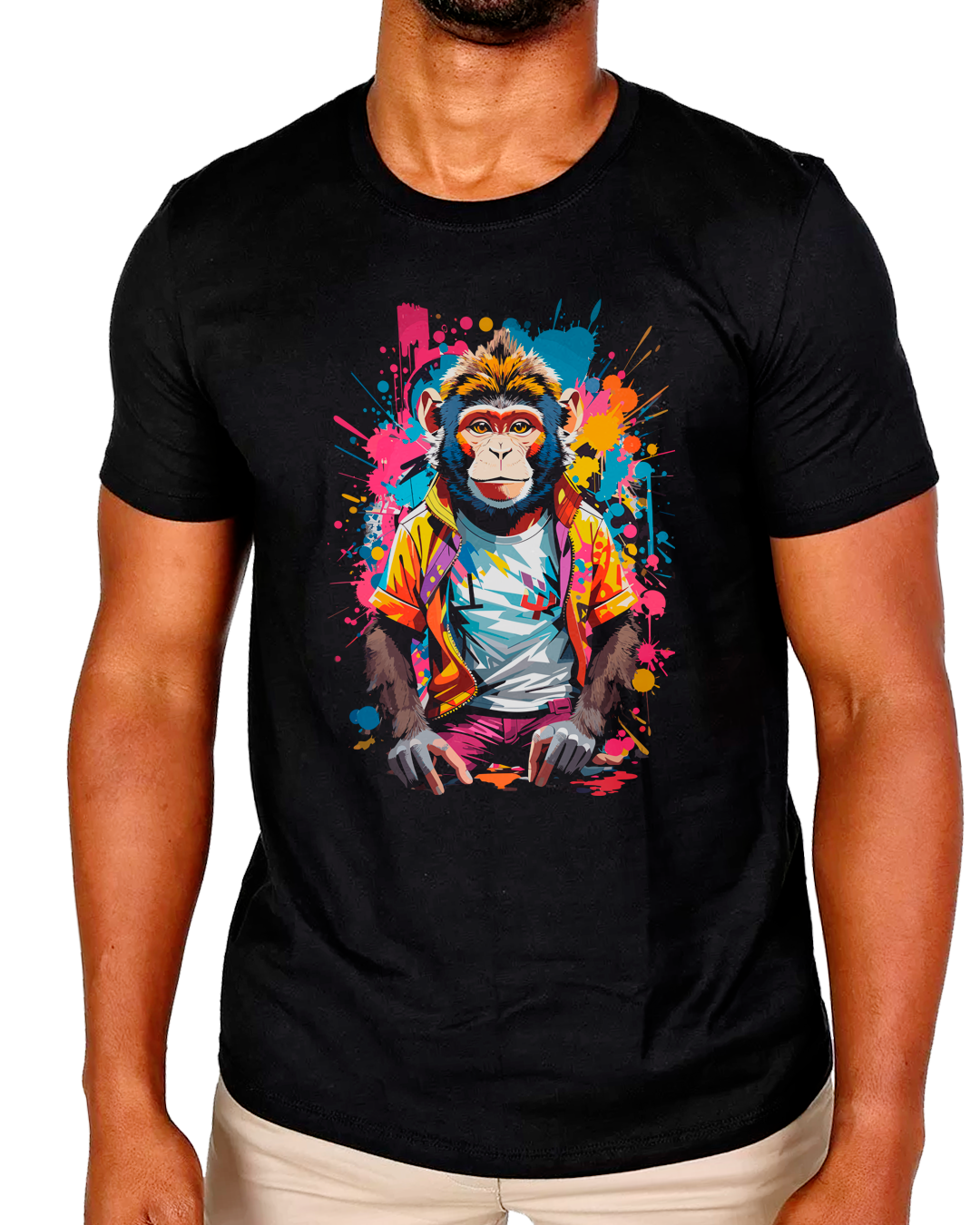 T-Shirt Masculino Macaco Arte