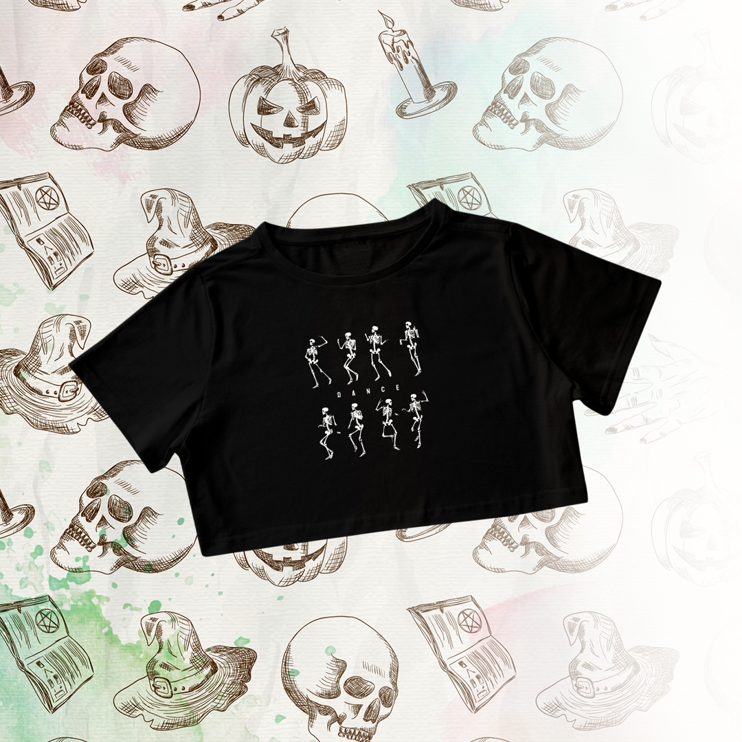 Cropped Dança dos Esqueletos: Estilo e Ritmo Além da Vida