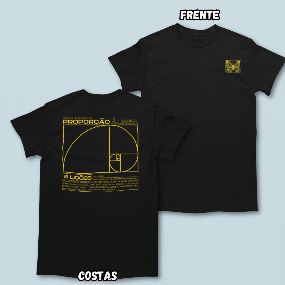 Nome do produto: Camiseta Proporção Áurea Frente Costas