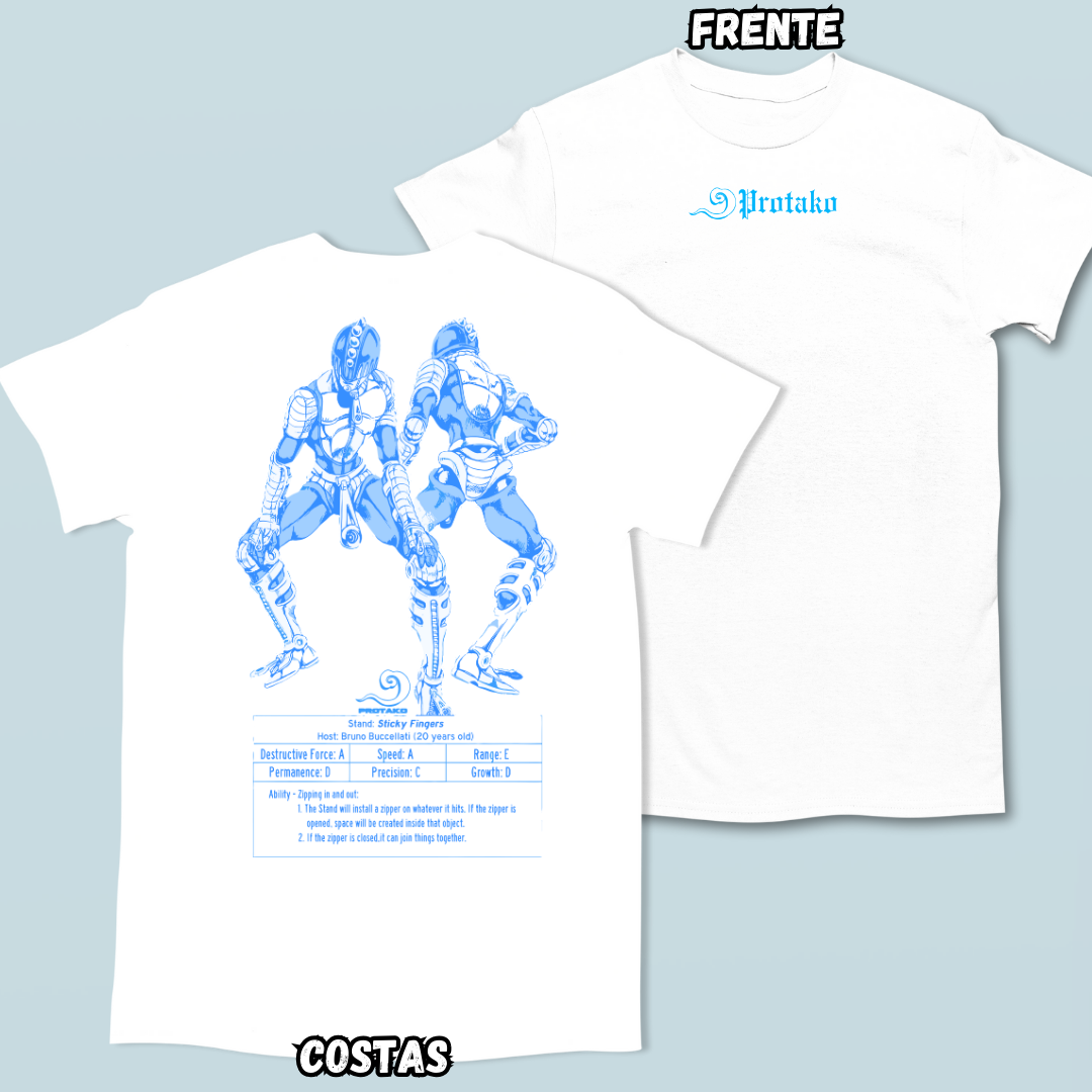 Camiseta Ziper Frente Costas 