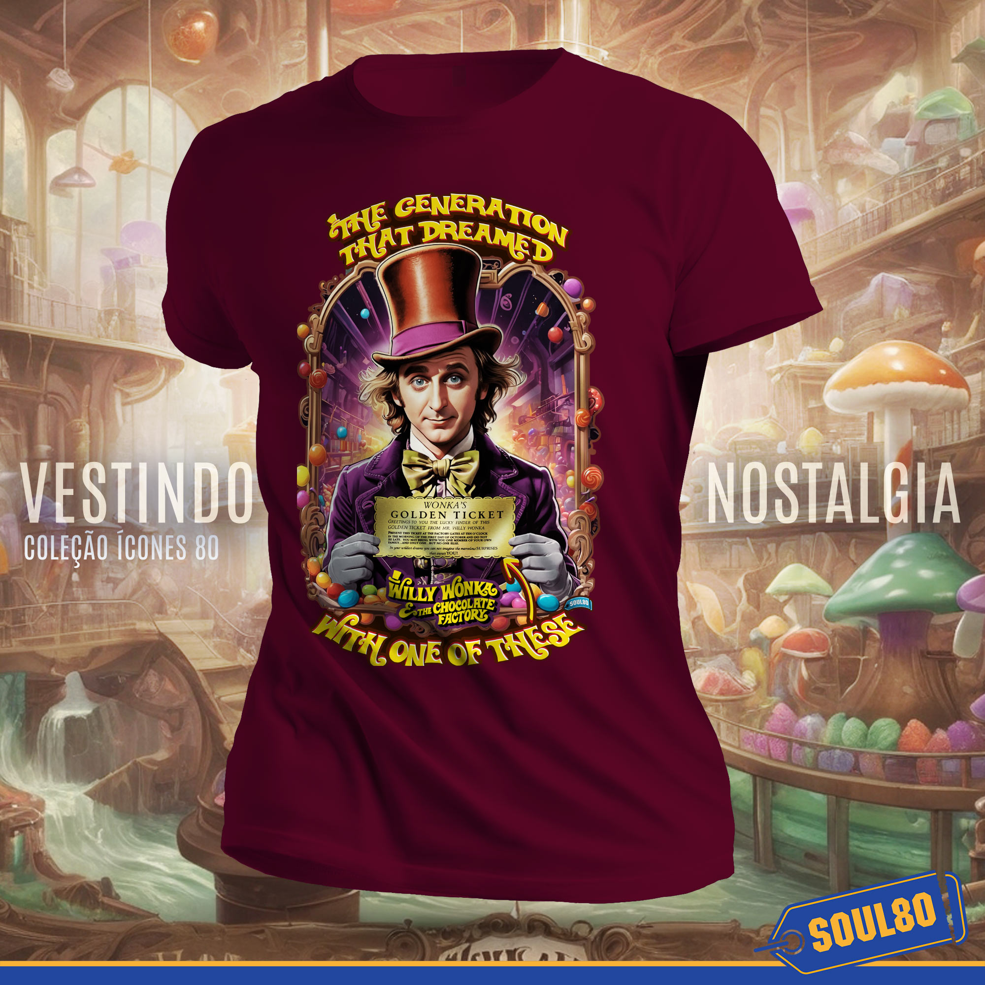 Camiseta Golden Ticket- Geração Anos 80