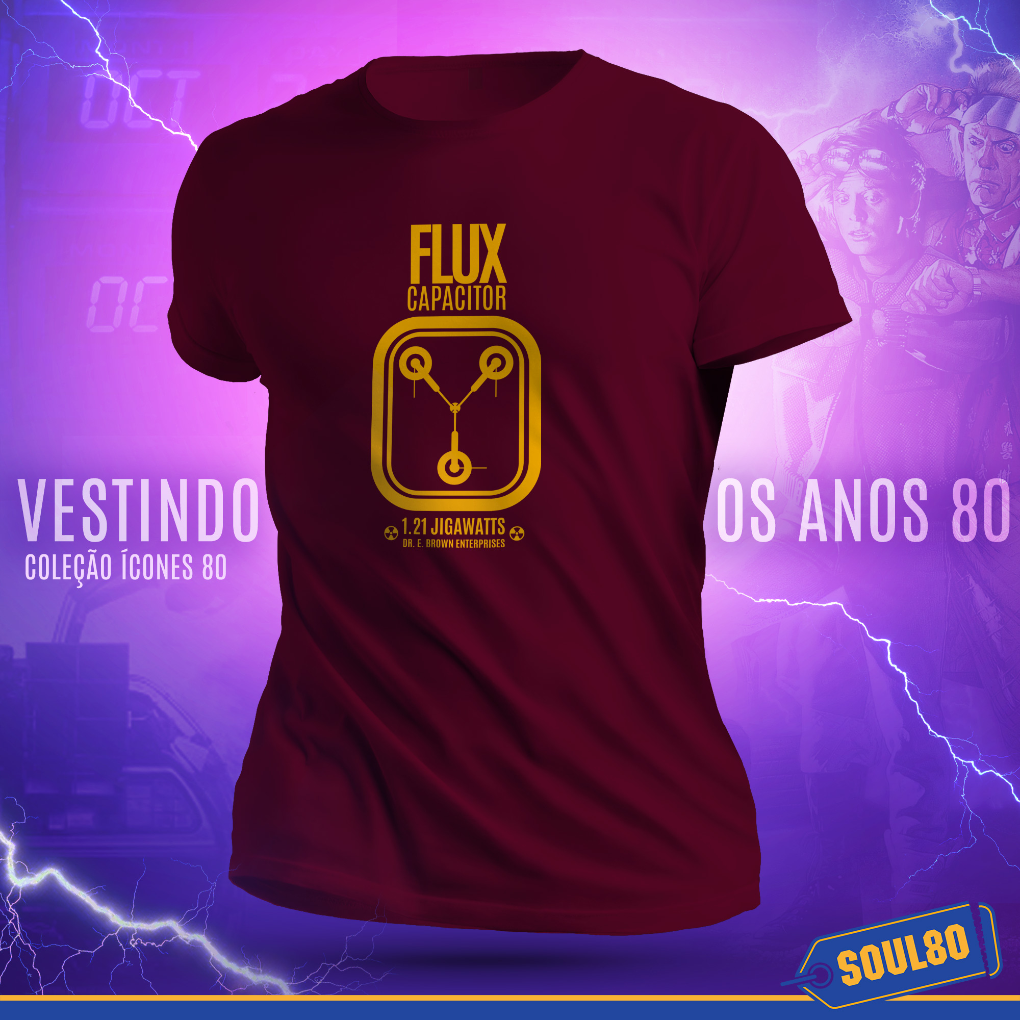 Camiseta Flux Capacitator Amarelo - Ícones 80