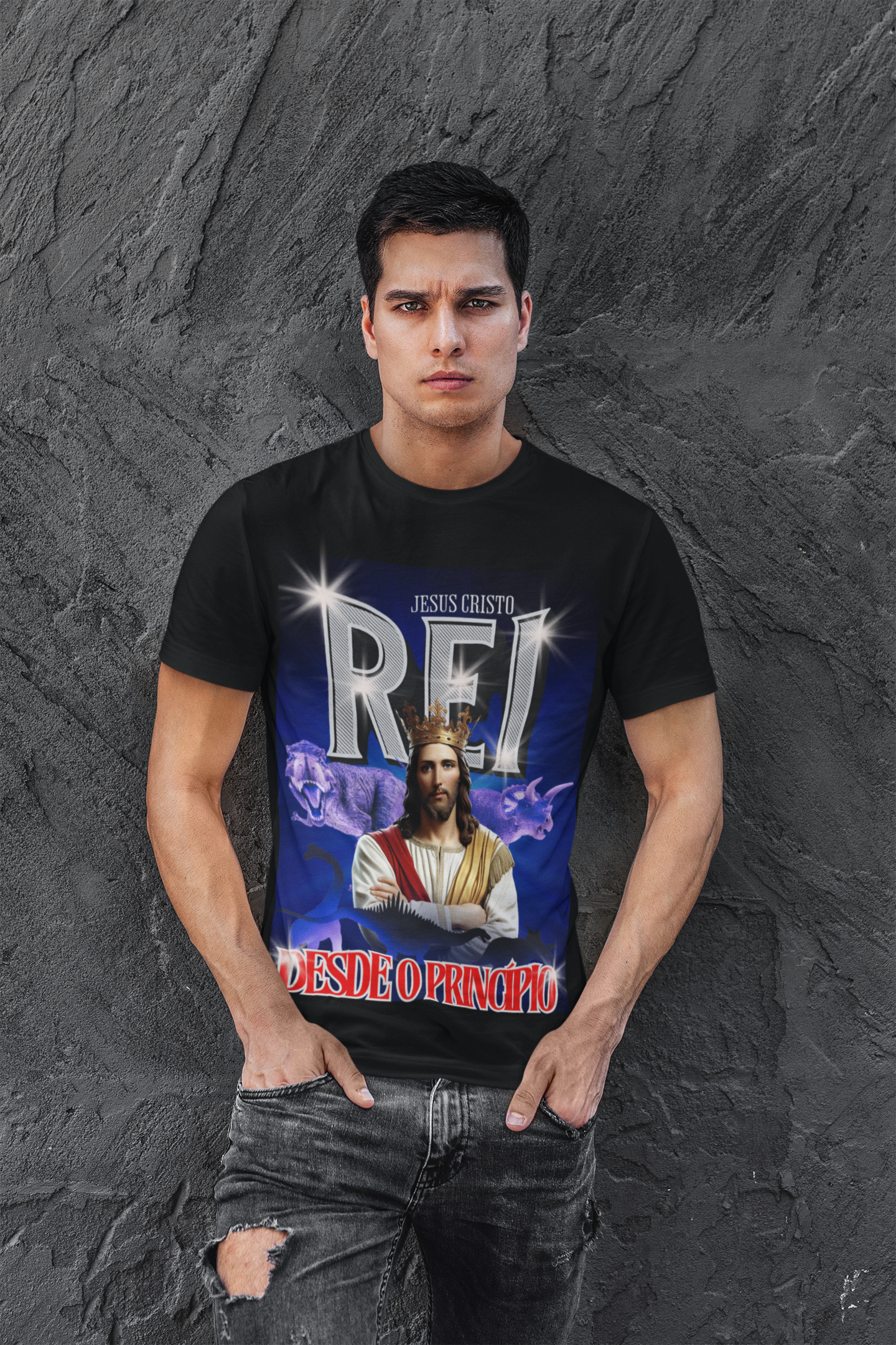Camiseta Masculina Bootleg - Rei desde o princípio