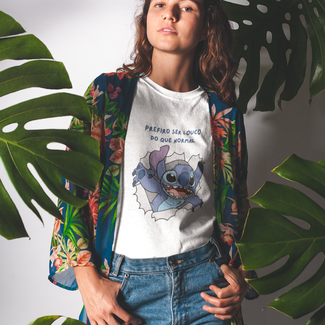 Nome do produto: Camiseta: Prefiro ser louco do que normal Stitch