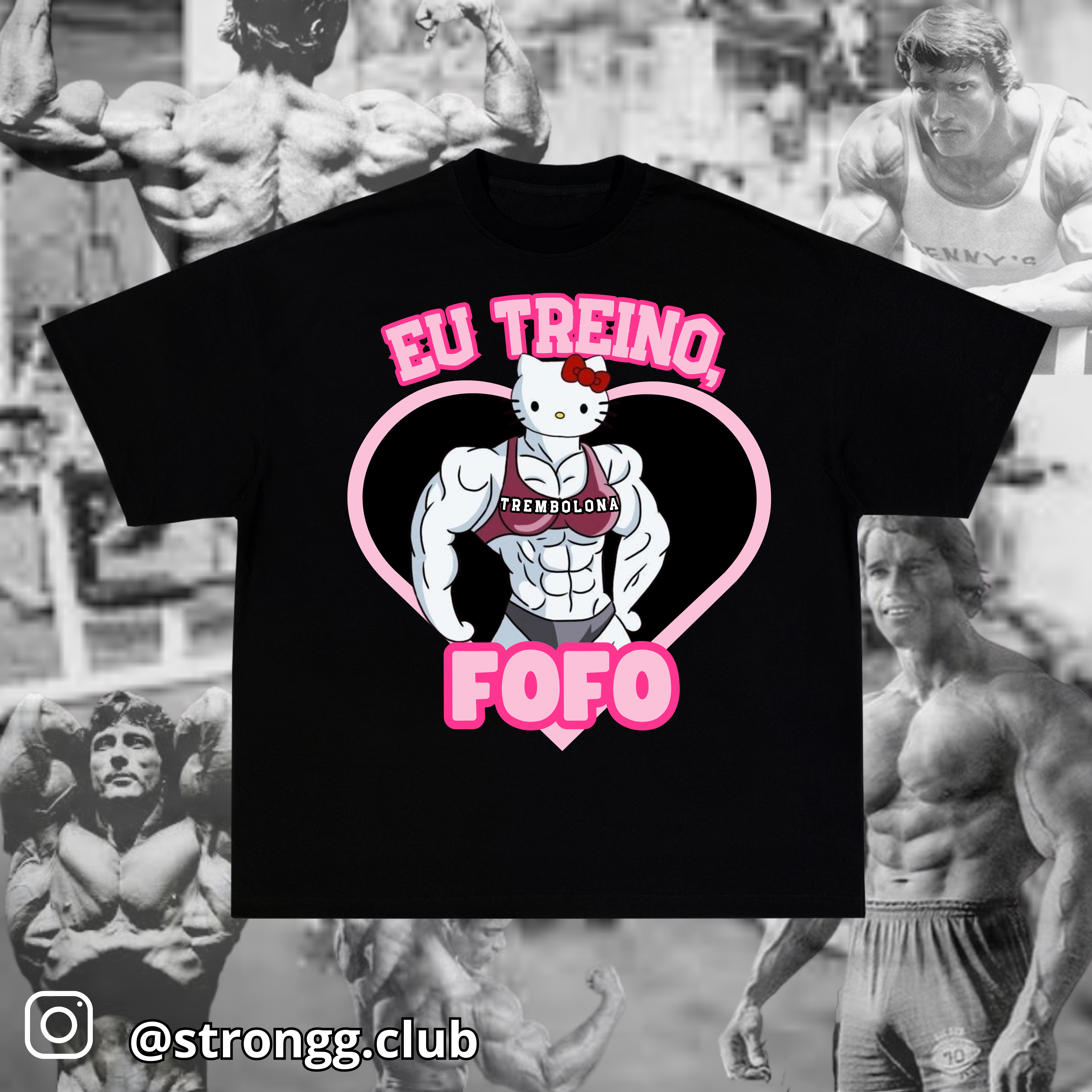 Nome do produto: Camiseta Hello Kitty Bombada  (Eu , treino fofo)