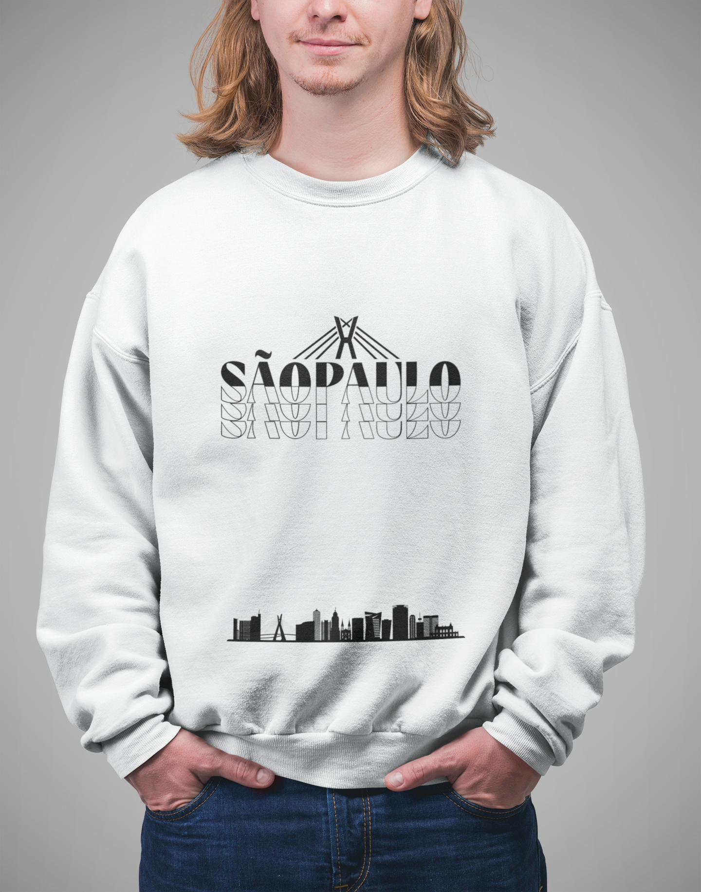 Moletom Gola Careca Estampa São Paulo
