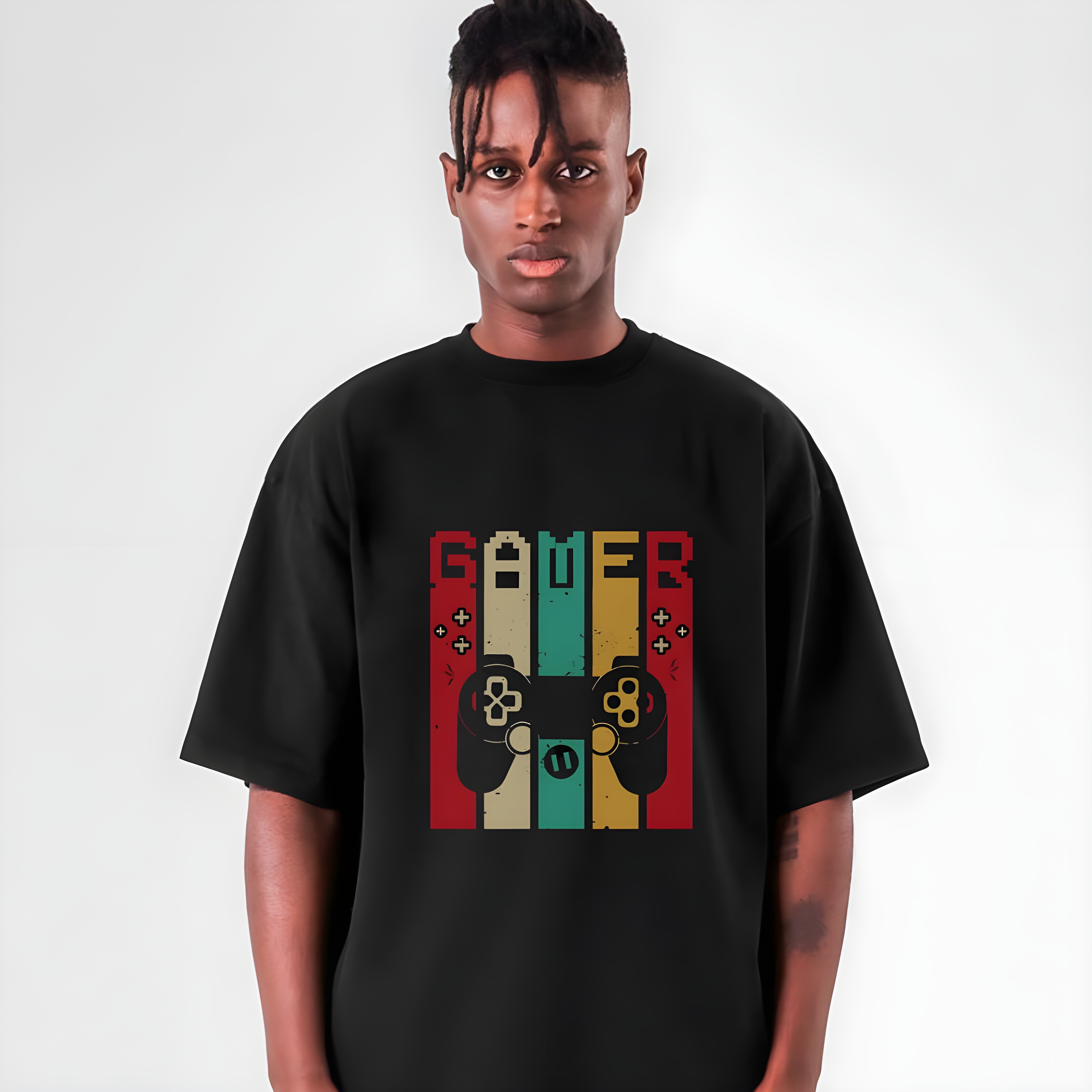 Camisa mascuina gamer retrô