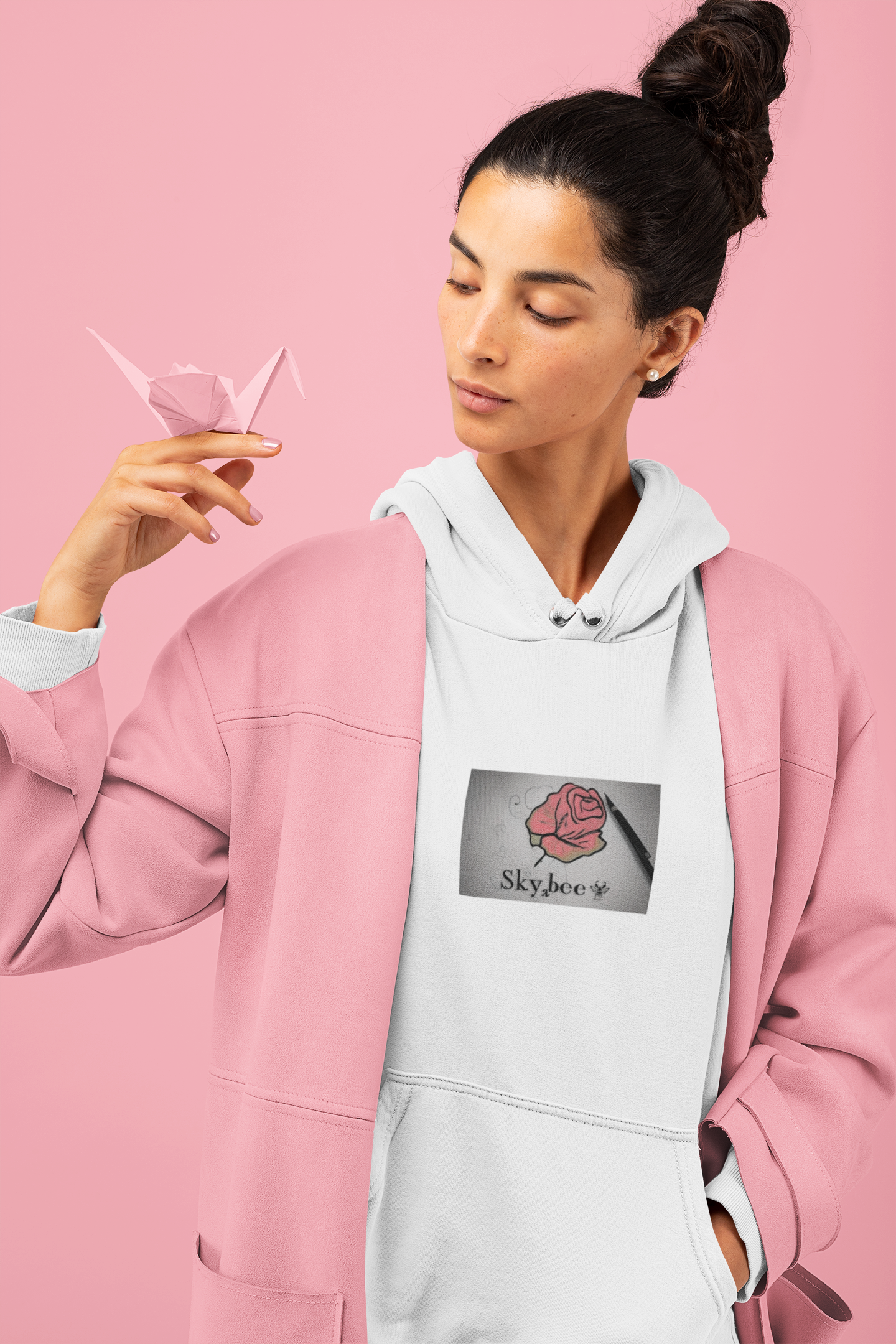 Moletom Canguro Rose SkyBee feminino 2024