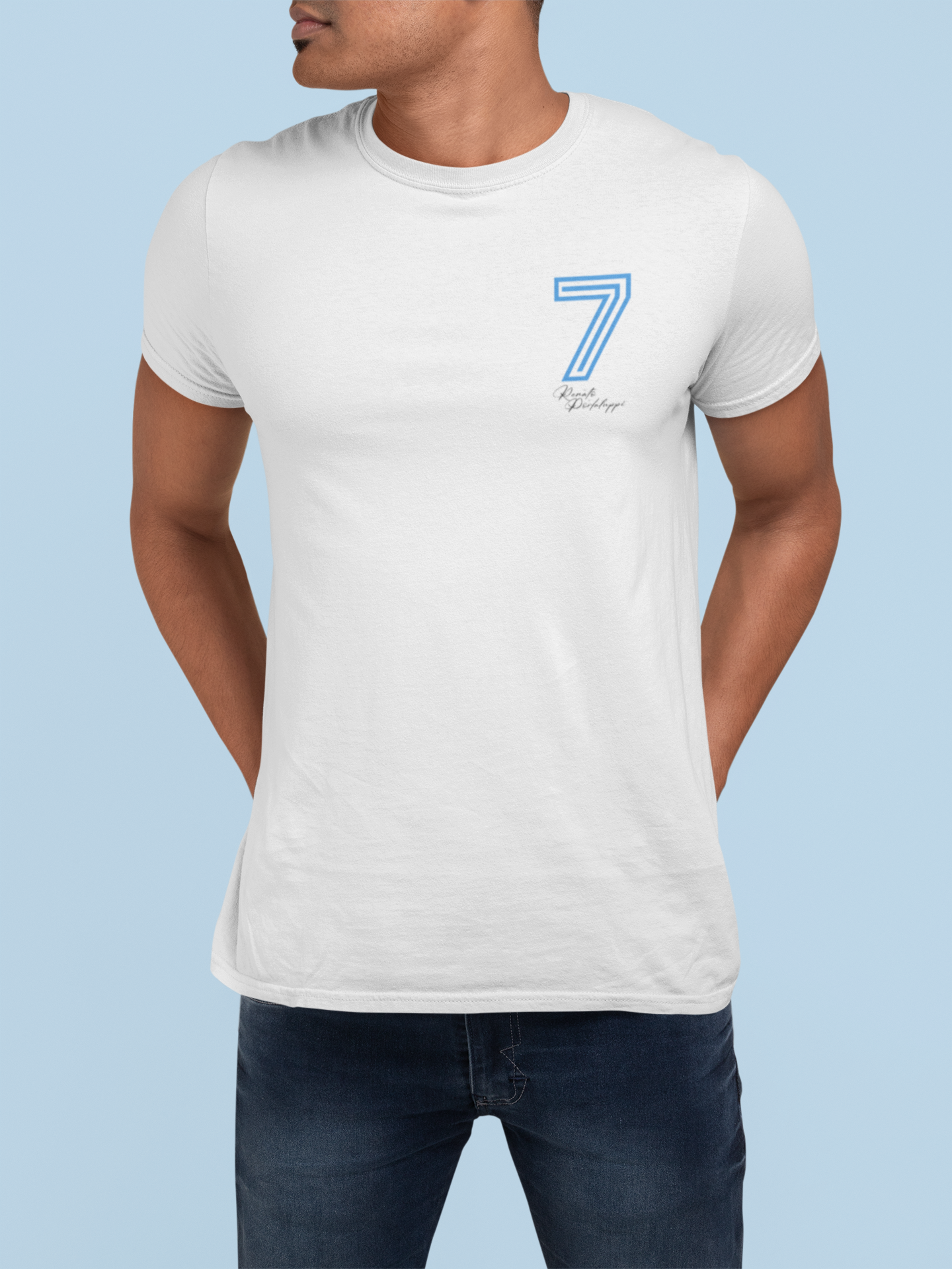 Camiseta 7 Renato - Estampa Azul e Preta