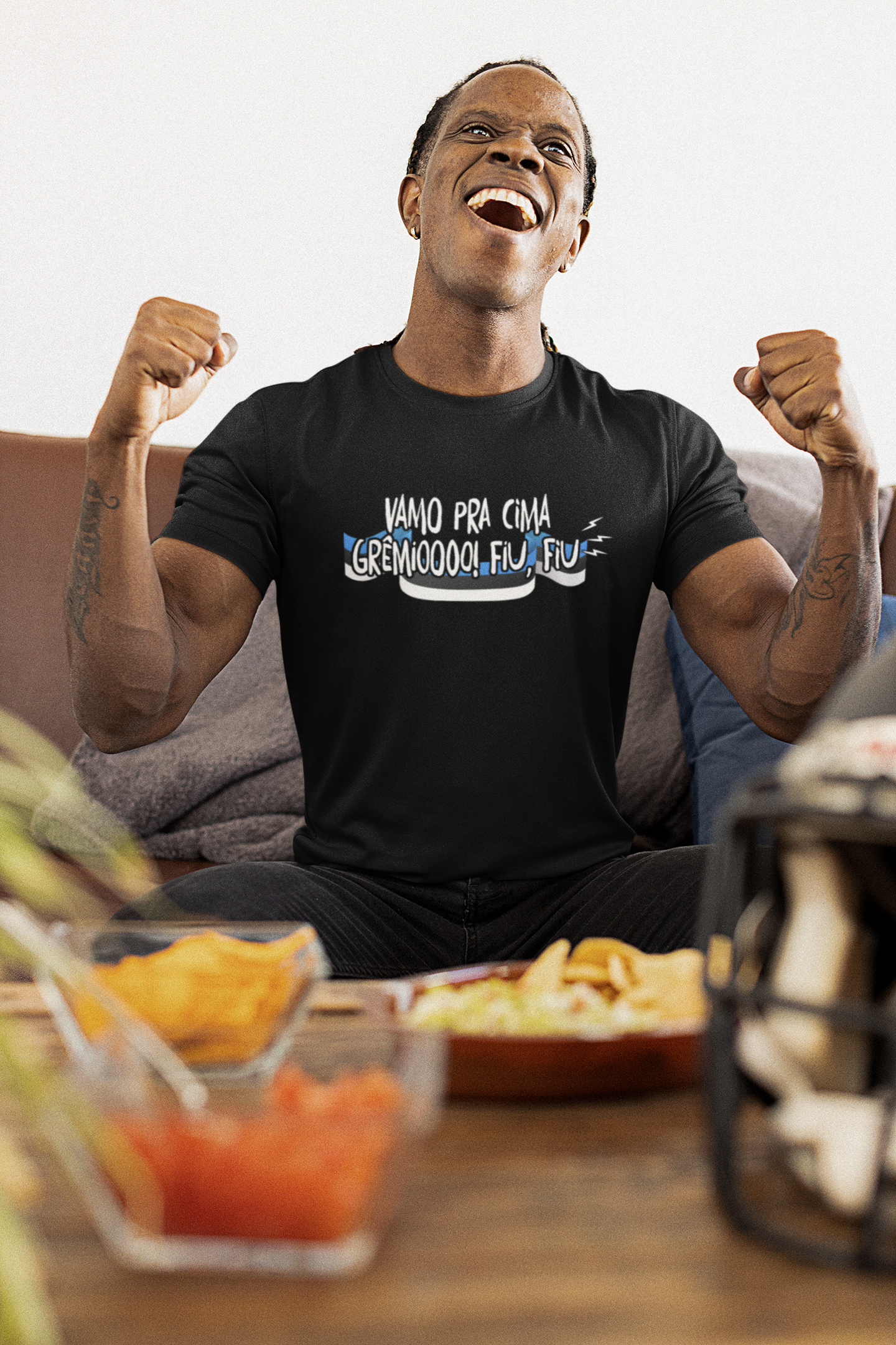 Camiseta Vamo Pra Cima Grêmio! Fiu Fiu - Estampa Branca