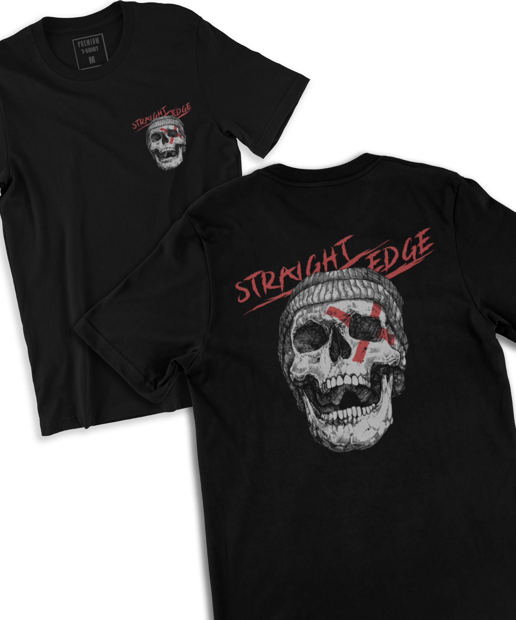 Camiseta Printfull Skull Straight Edge
