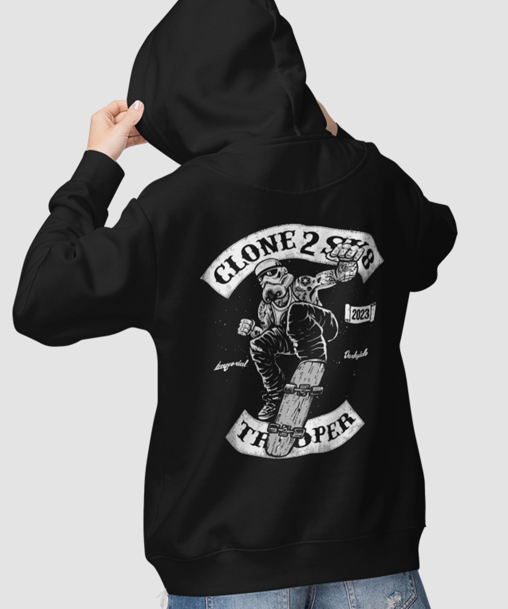 Blusa de Moletom Unissex com zíper Printfull Clone SK8 Trooper