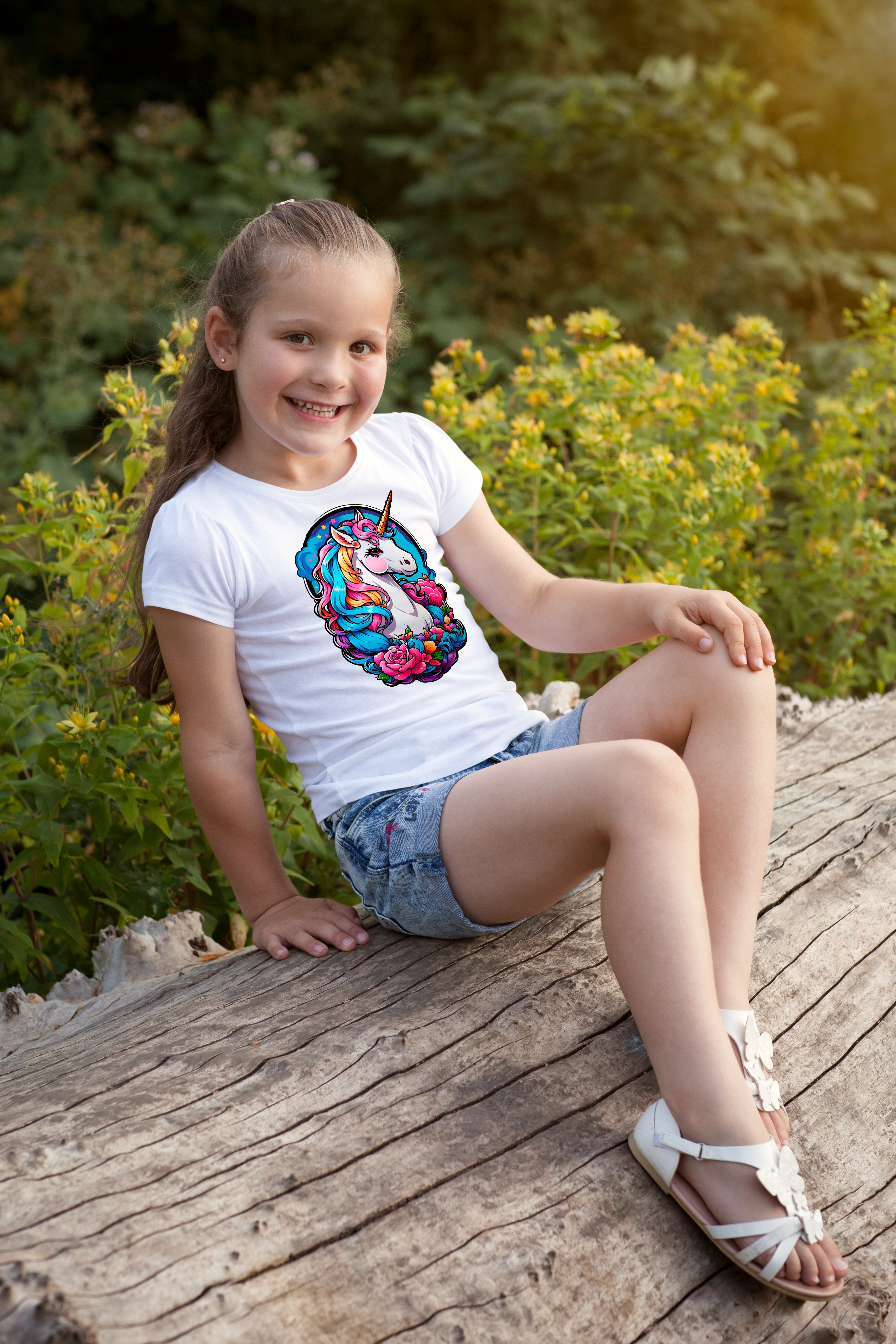 Nome do produto  T-shirt Classic infantil Unicórnio Série Stickers