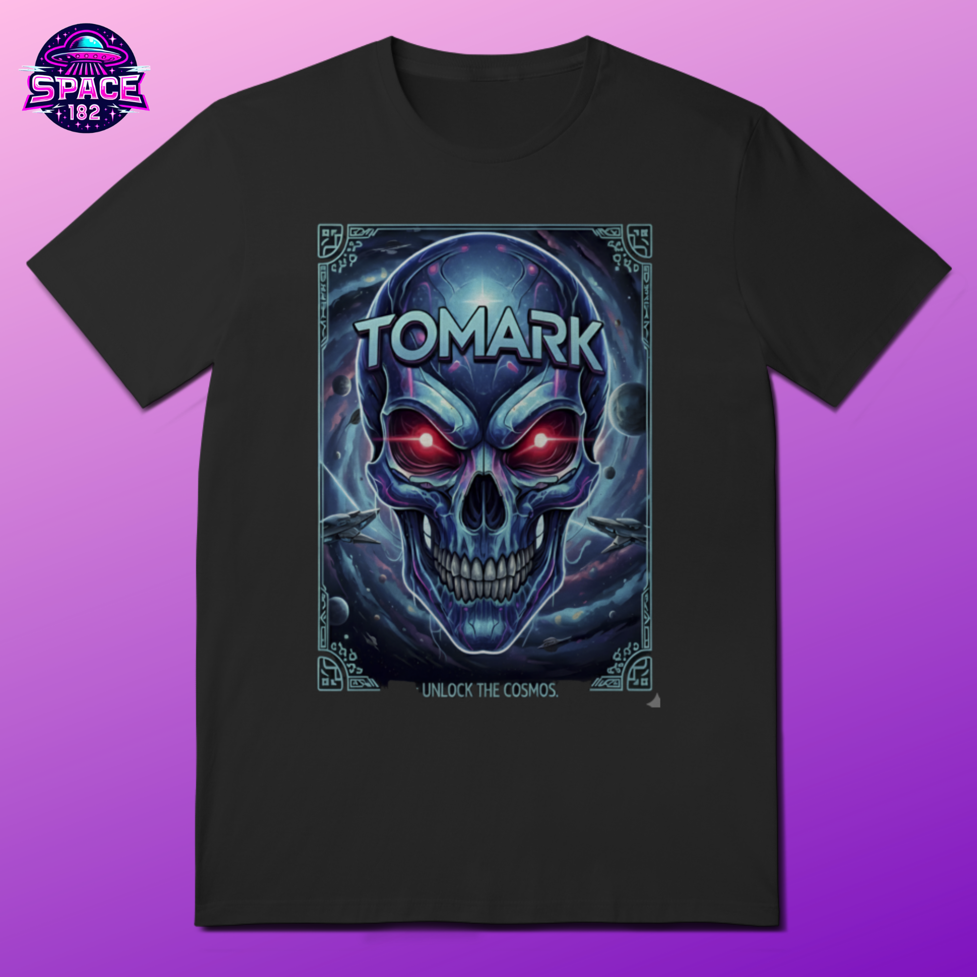 Camiseta TOMARK Oficial Caveira Alienigena Unlock The Cosmos