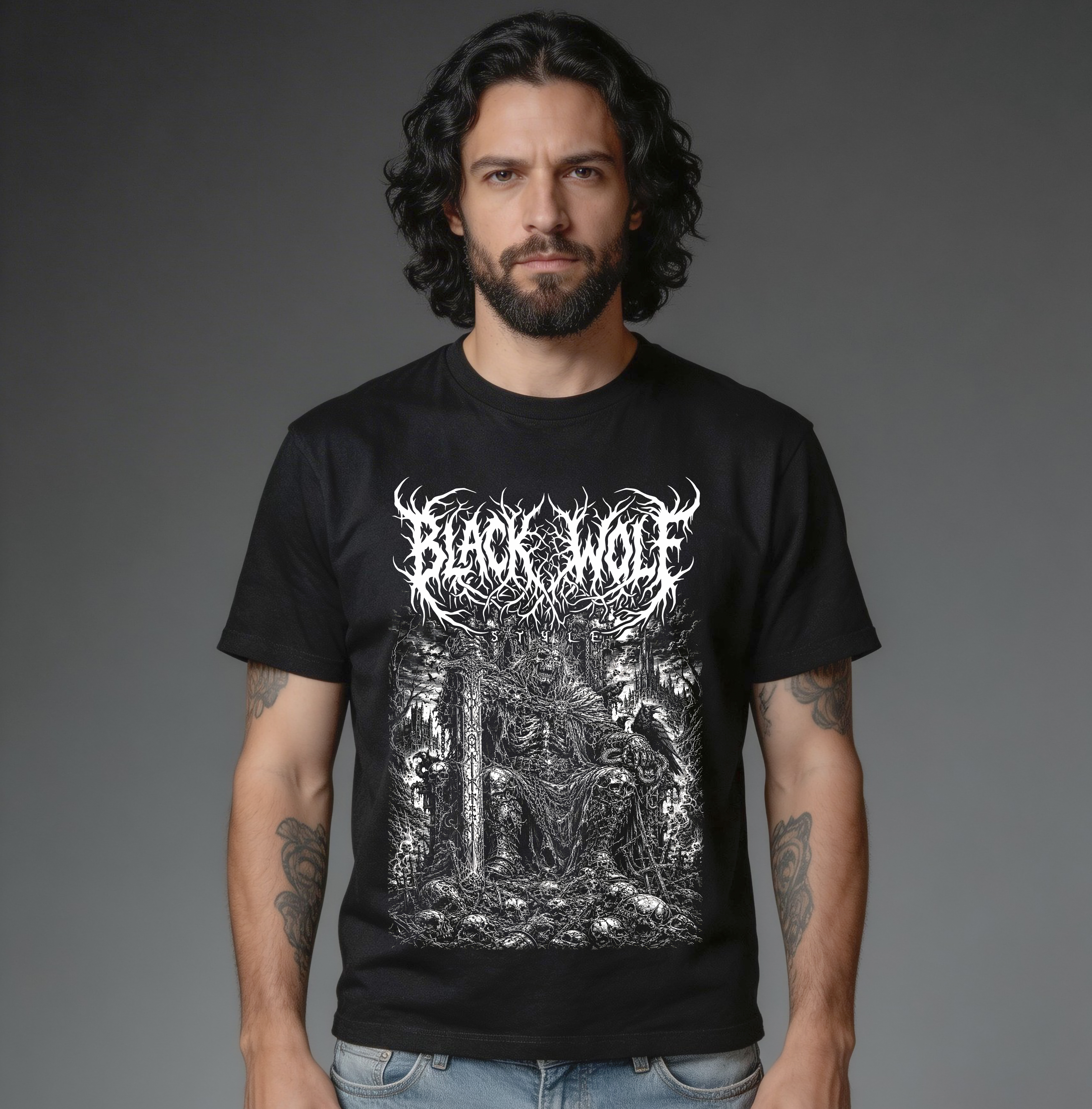 Camiseta Quality - Black Wolf Style - Dead King