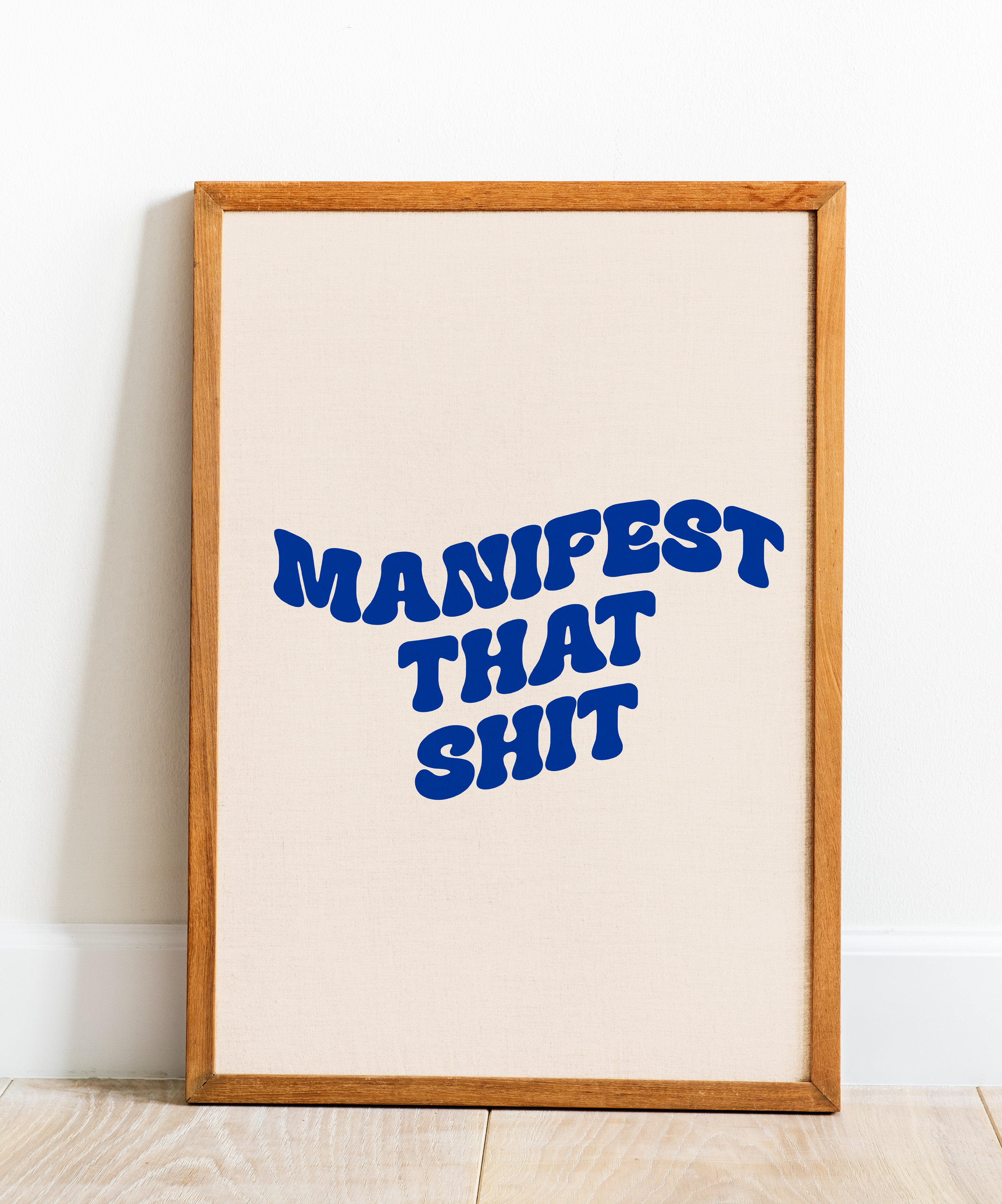 poster em tecido - manifest that shit bege